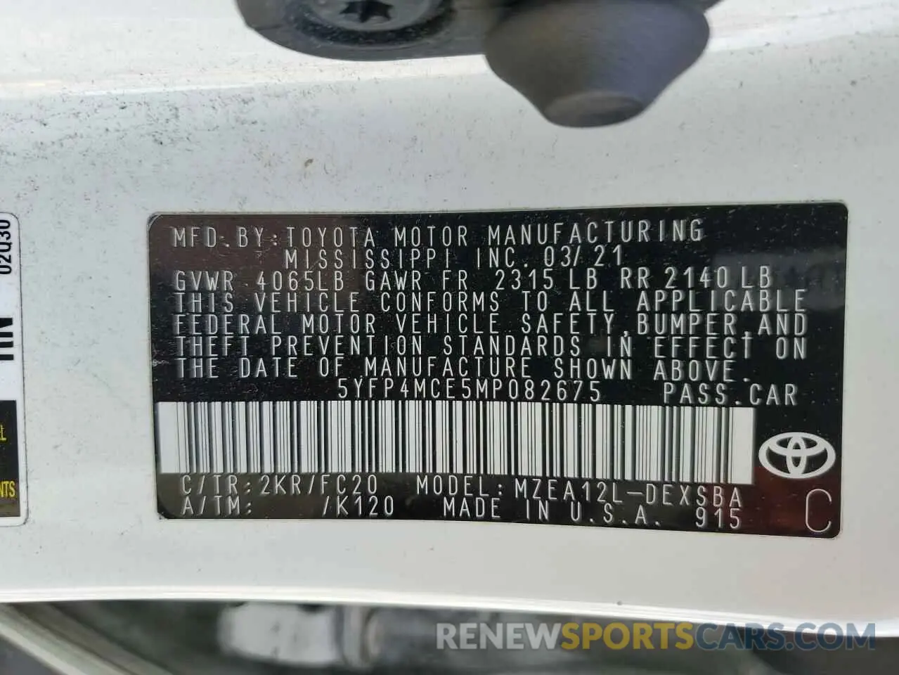 12 Фотография поврежденного автомобиля 5YFP4MCE5MP082675 TOYOTA COROLLA 2021
