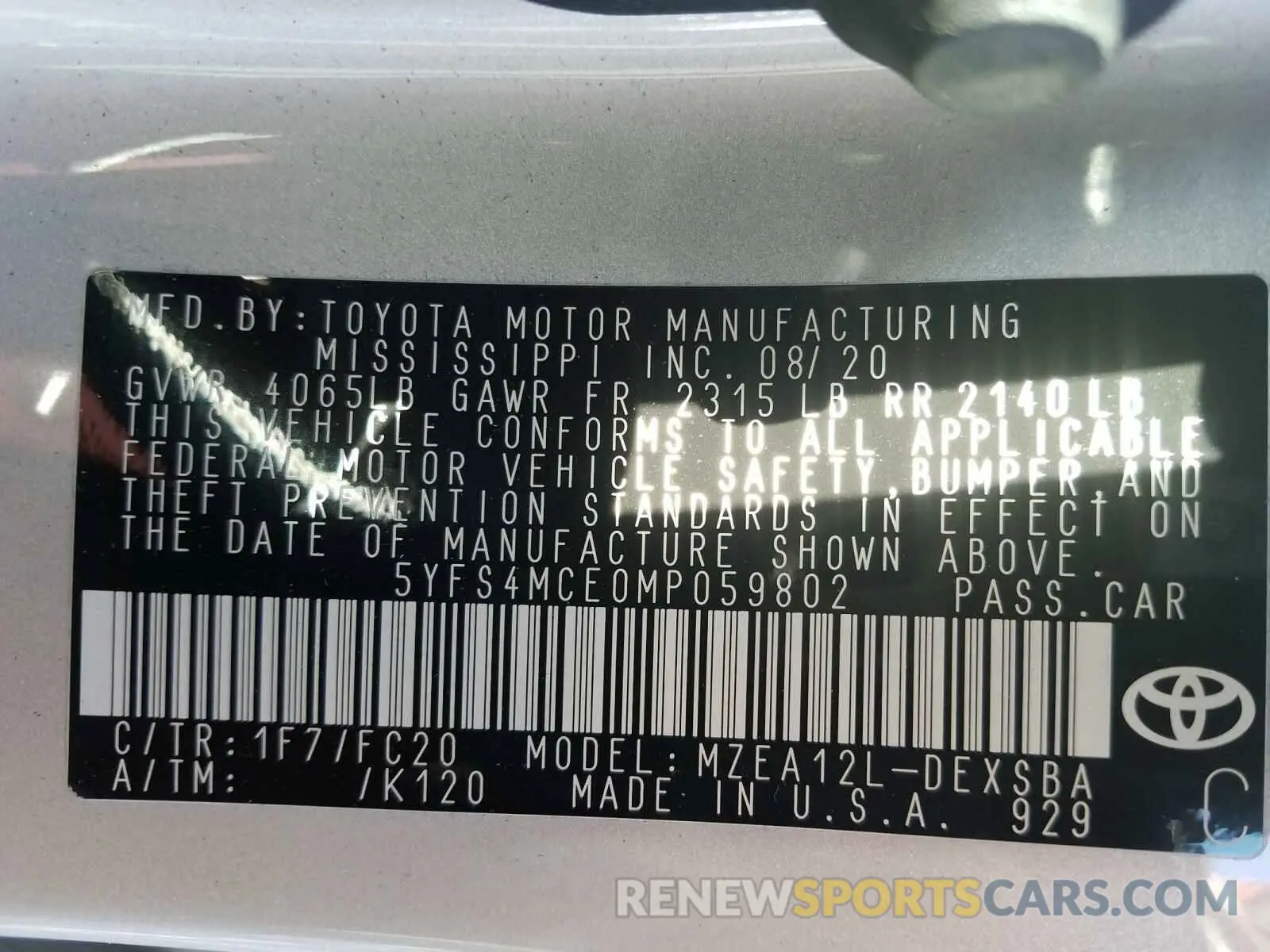 10 Photograph of a damaged car 5YFS4MCE0MP059802 TOYOTA COROLLA 2021