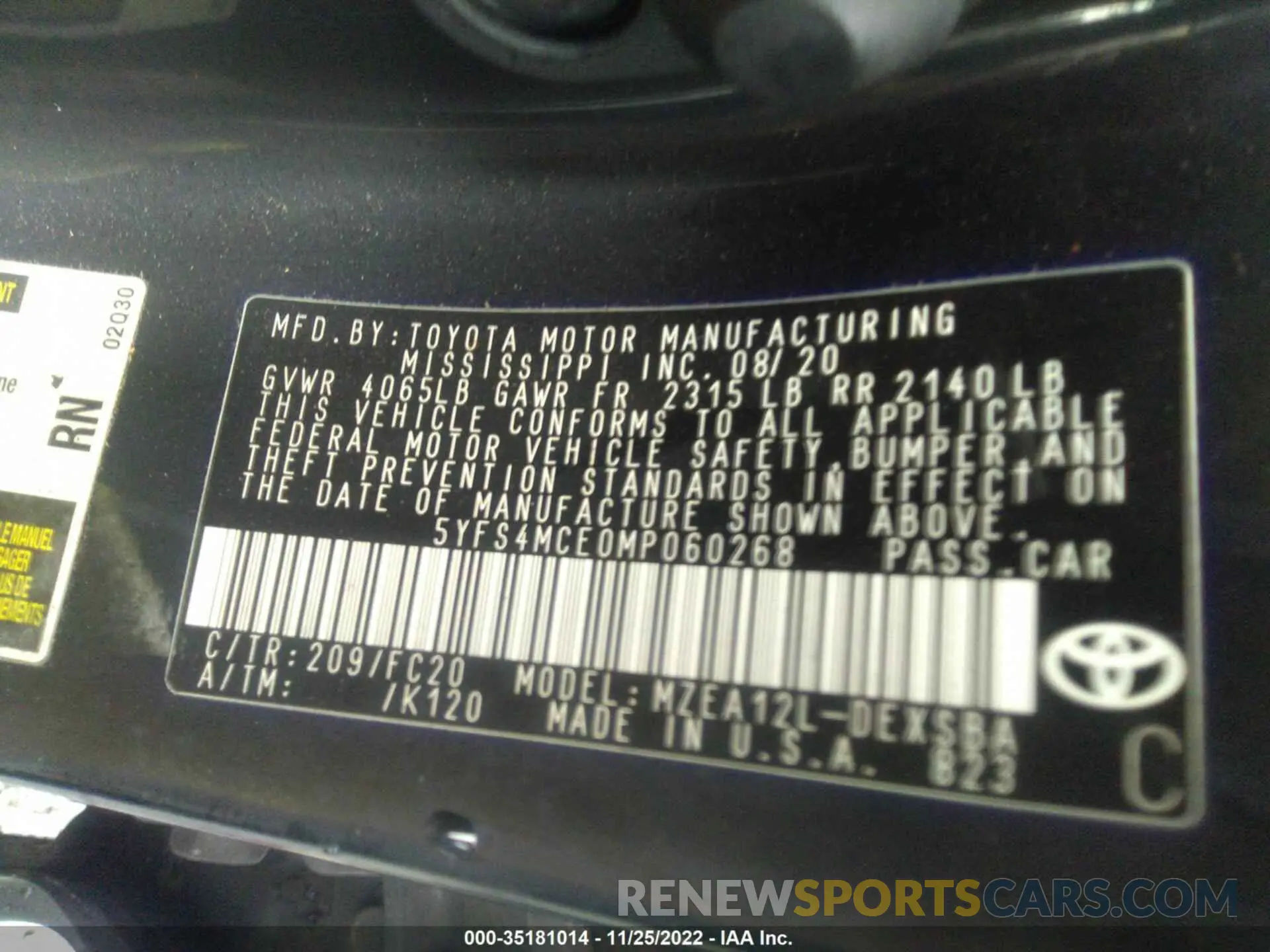 9 Фотография поврежденного автомобиля 5YFS4MCE0MP060268 TOYOTA COROLLA 2021