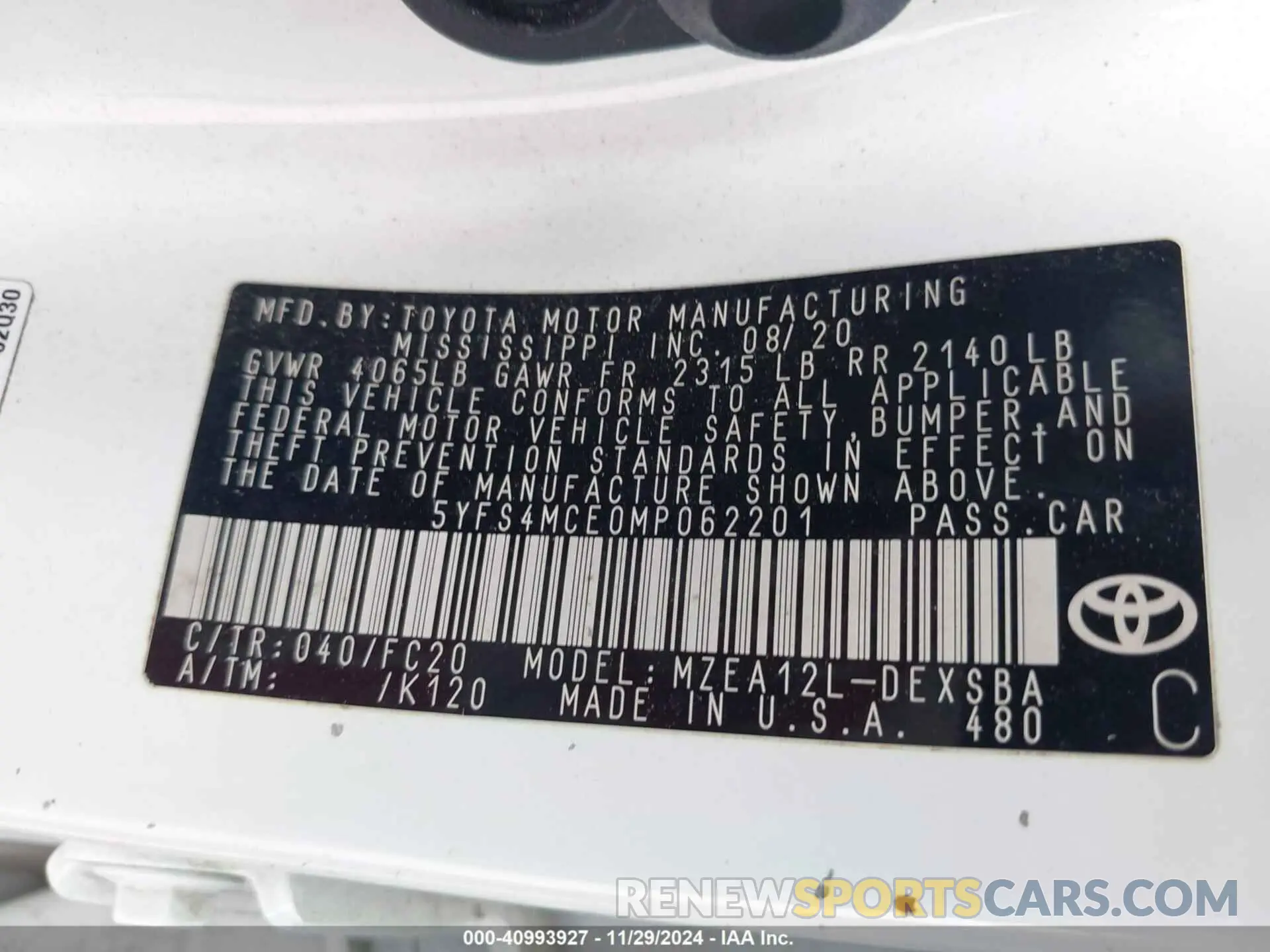 9 Photograph of a damaged car 5YFS4MCE0MP062201 TOYOTA COROLLA 2021
