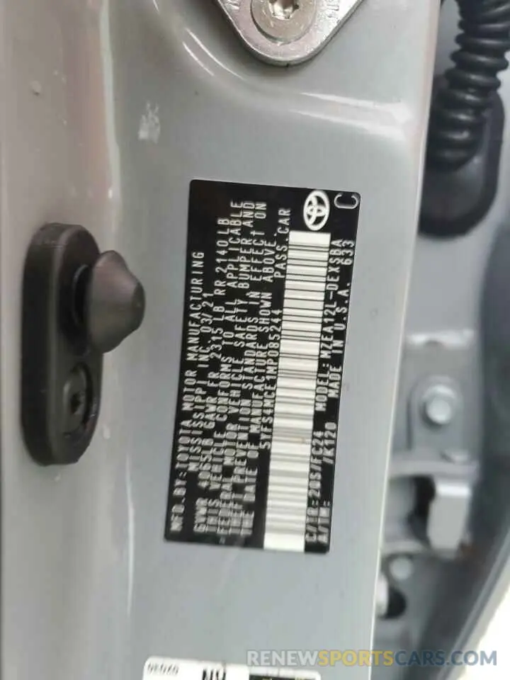 13 Фотография поврежденного автомобиля 5YFS4MCE1MP085244 TOYOTA COROLLA 2021