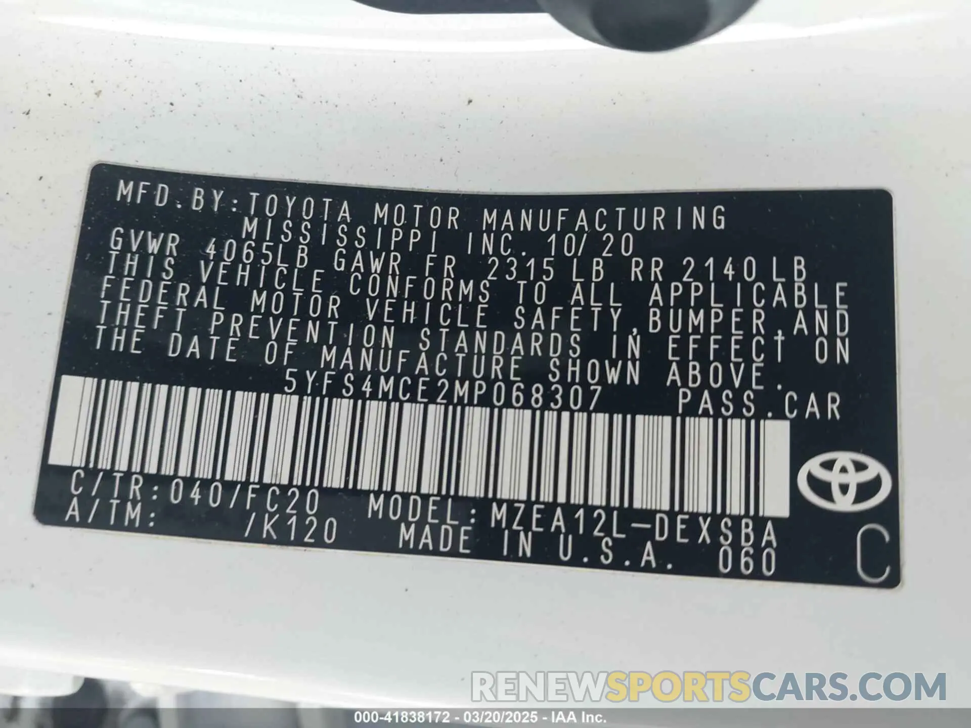 9 Photograph of a damaged car 5YFS4MCE2MP068307 TOYOTA COROLLA 2021
