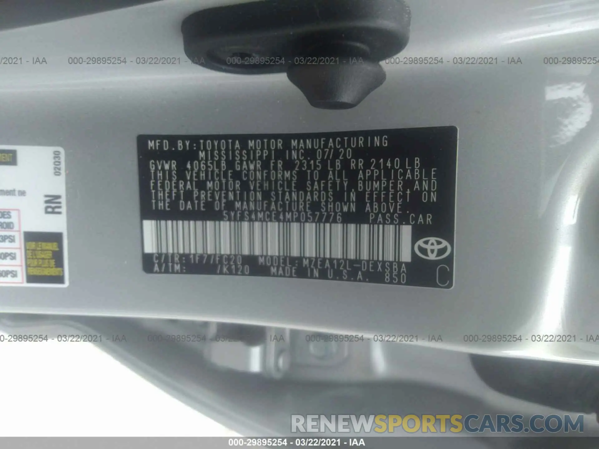 9 Photograph of a damaged car 5YFS4MCE4MP057776 TOYOTA COROLLA 2021