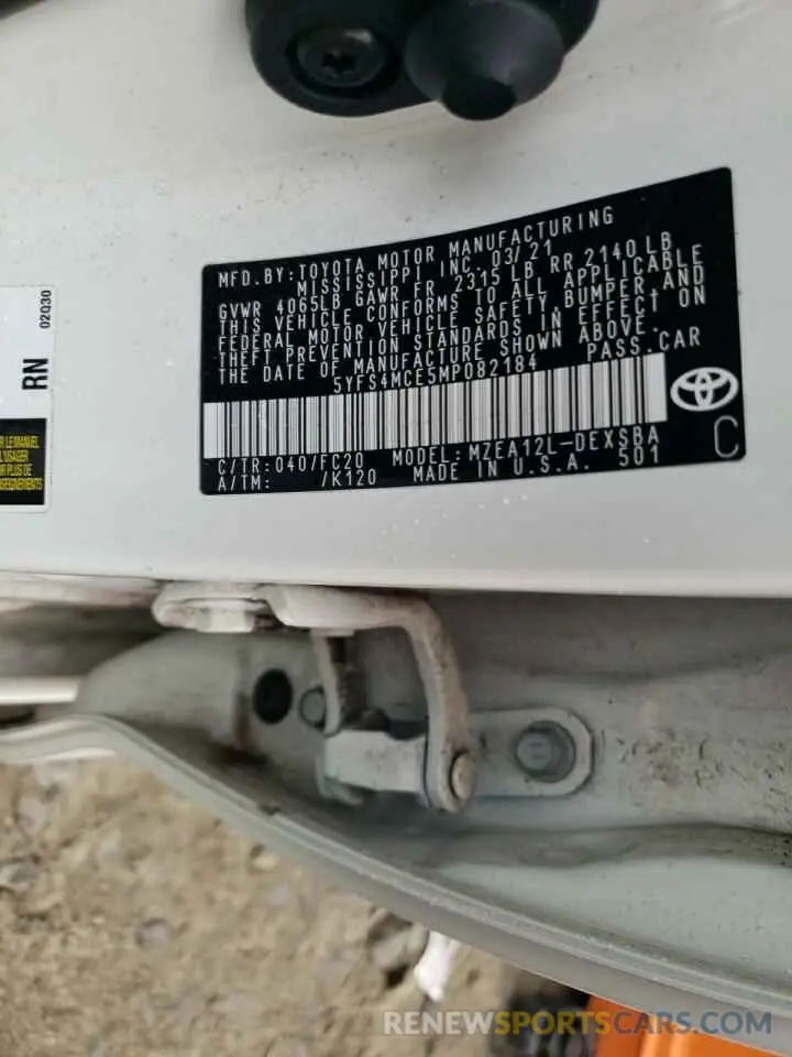 12 Фотография поврежденного автомобиля 5YFS4MCE5MP082184 TOYOTA COROLLA 2021