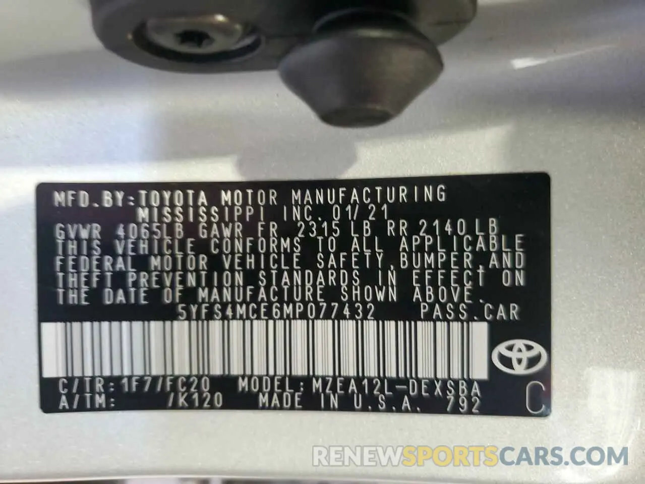 12 Фотография поврежденного автомобиля 5YFS4MCE6MP077432 TOYOTA COROLLA 2021