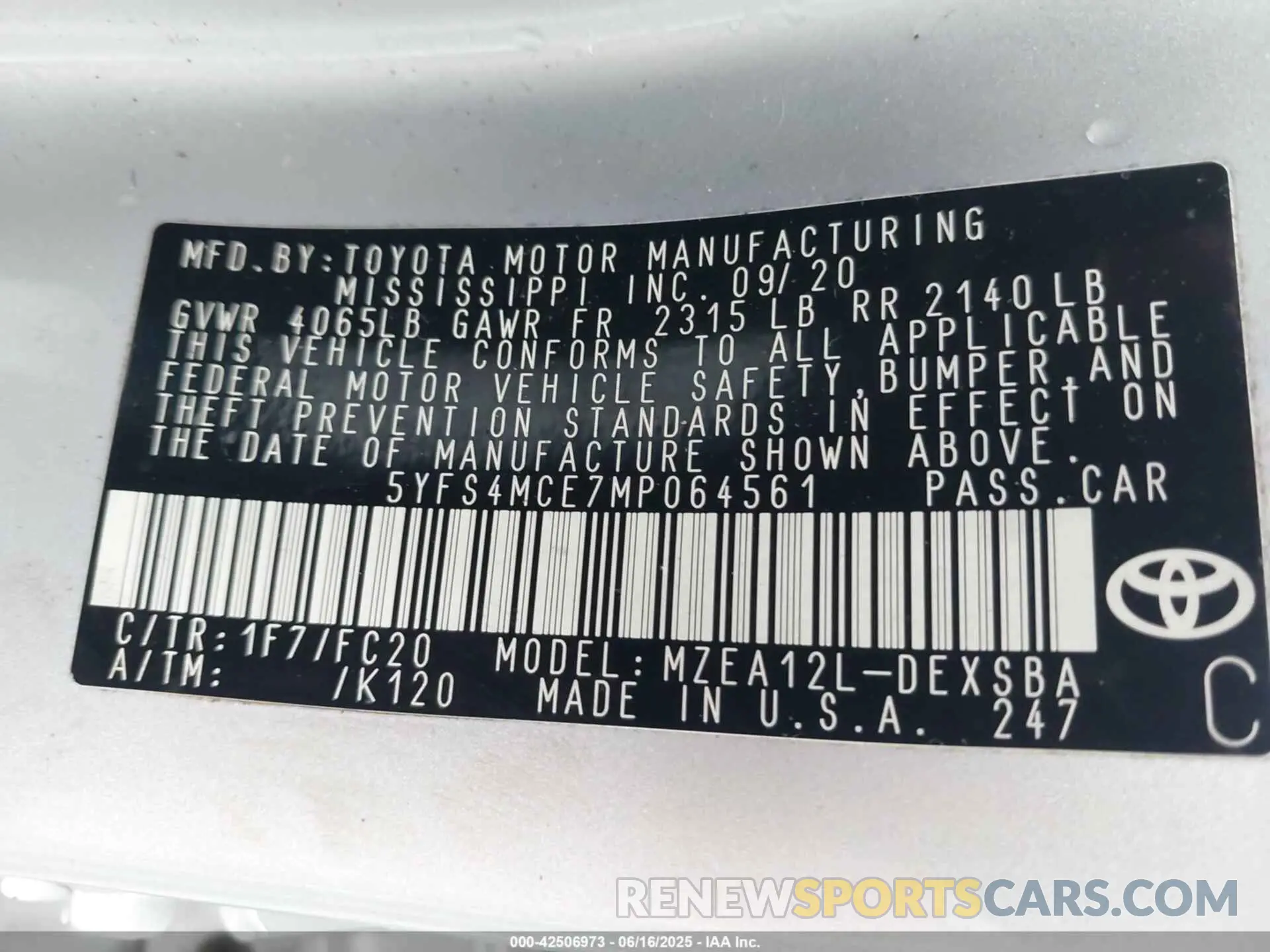 9 Фотография поврежденного автомобиля 5YFS4MCE7MP064561 TOYOTA COROLLA 2021