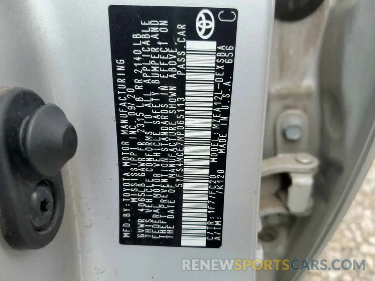 12 Фотография поврежденного автомобиля 5YFS4MCE7MP065113 TOYOTA COROLLA 2021