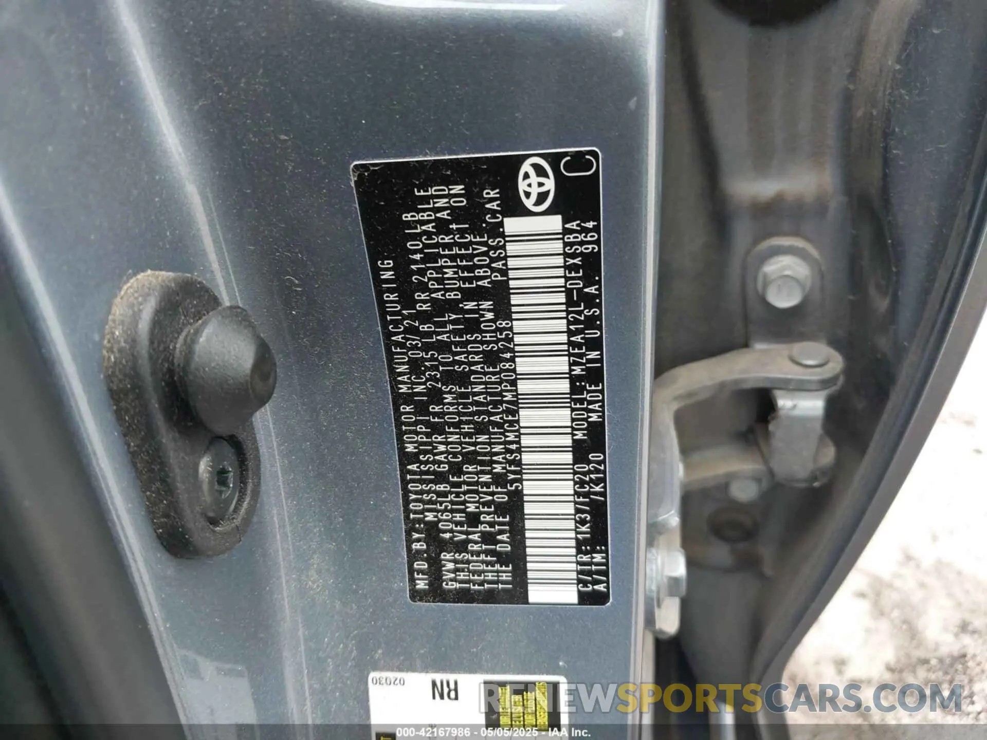 9 Фотография поврежденного автомобиля 5YFS4MCE7MP084258 TOYOTA COROLLA 2021