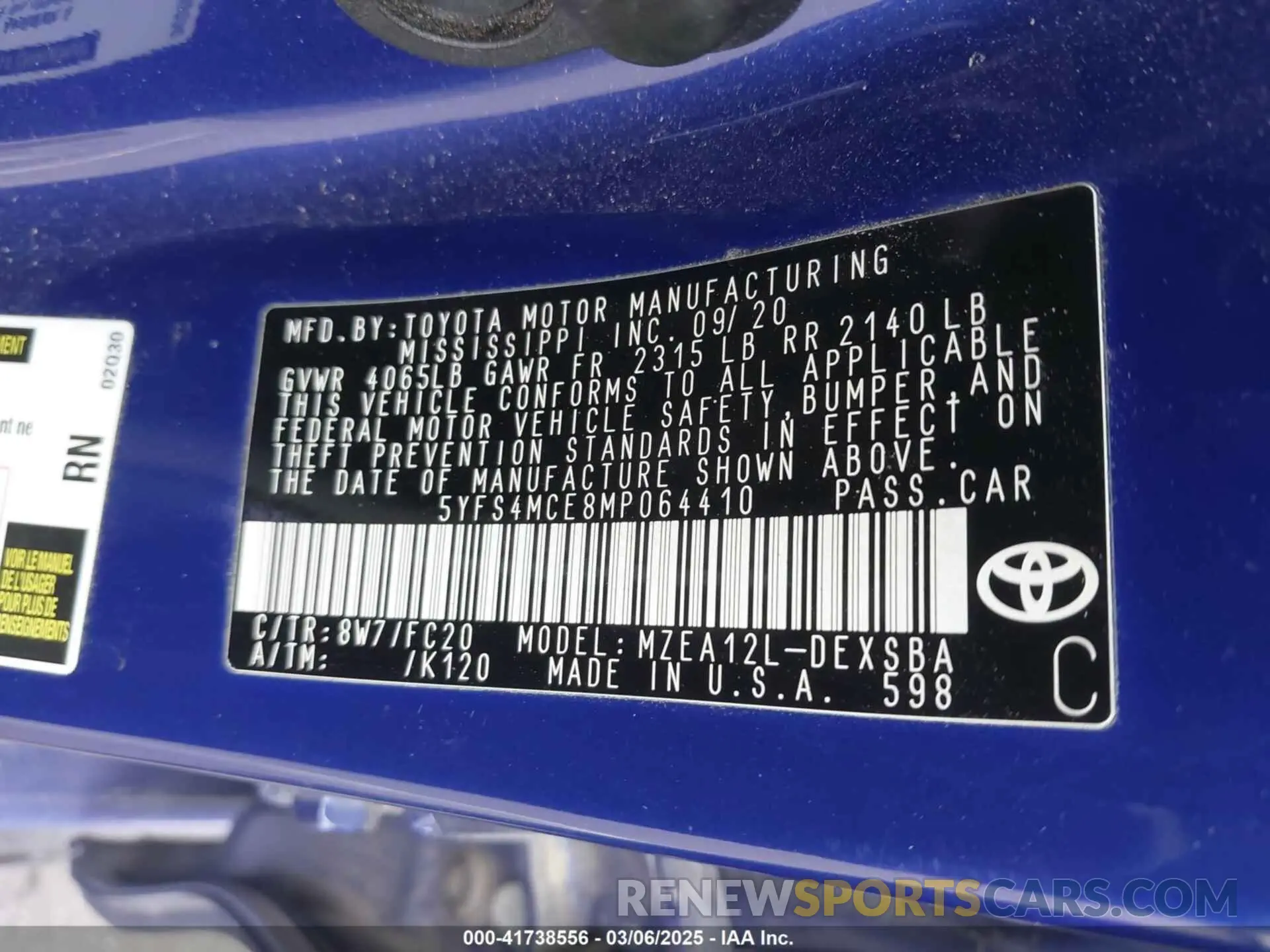 9 Фотография поврежденного автомобиля 5YFS4MCE8MP064410 TOYOTA COROLLA 2021