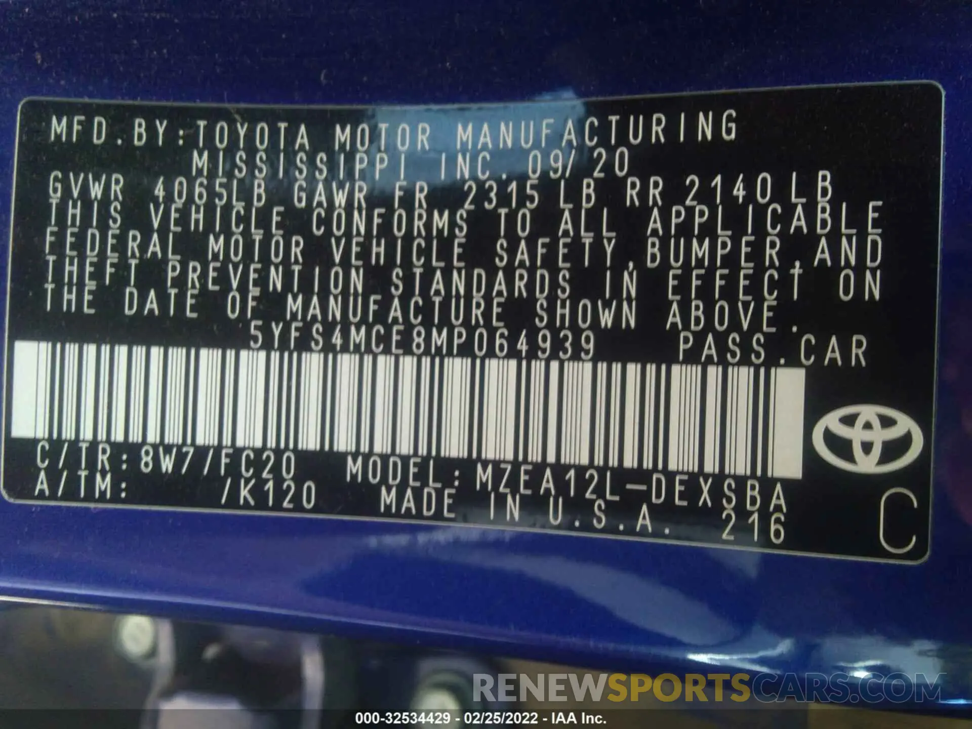 9 Фотография поврежденного автомобиля 5YFS4MCE8MP064939 TOYOTA COROLLA 2021