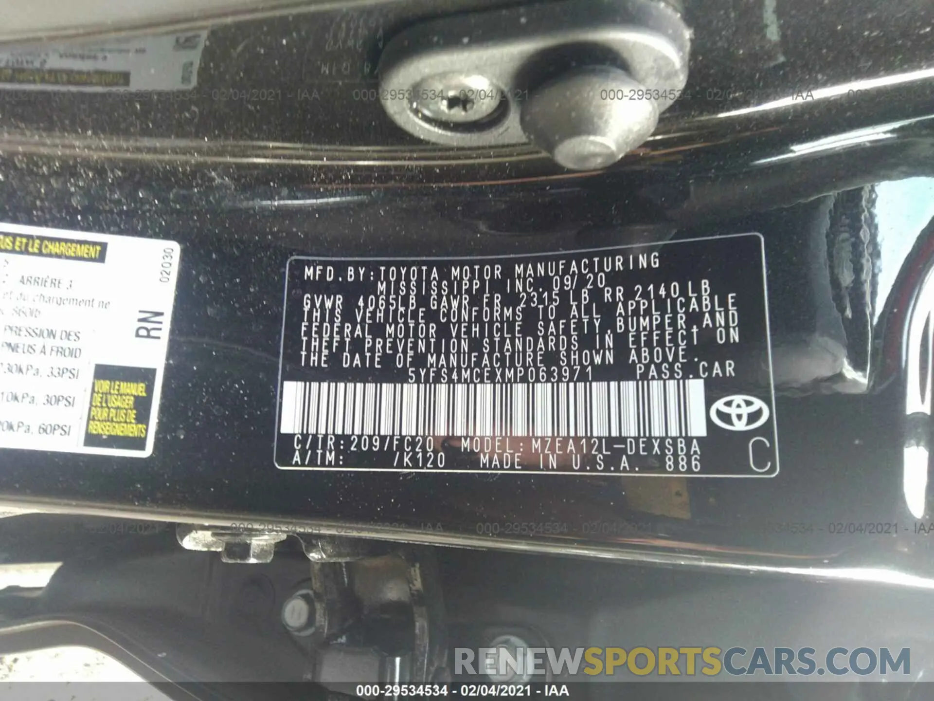 9 Photograph of a damaged car 5YFS4MCEXMP063971 TOYOTA COROLLA 2021
