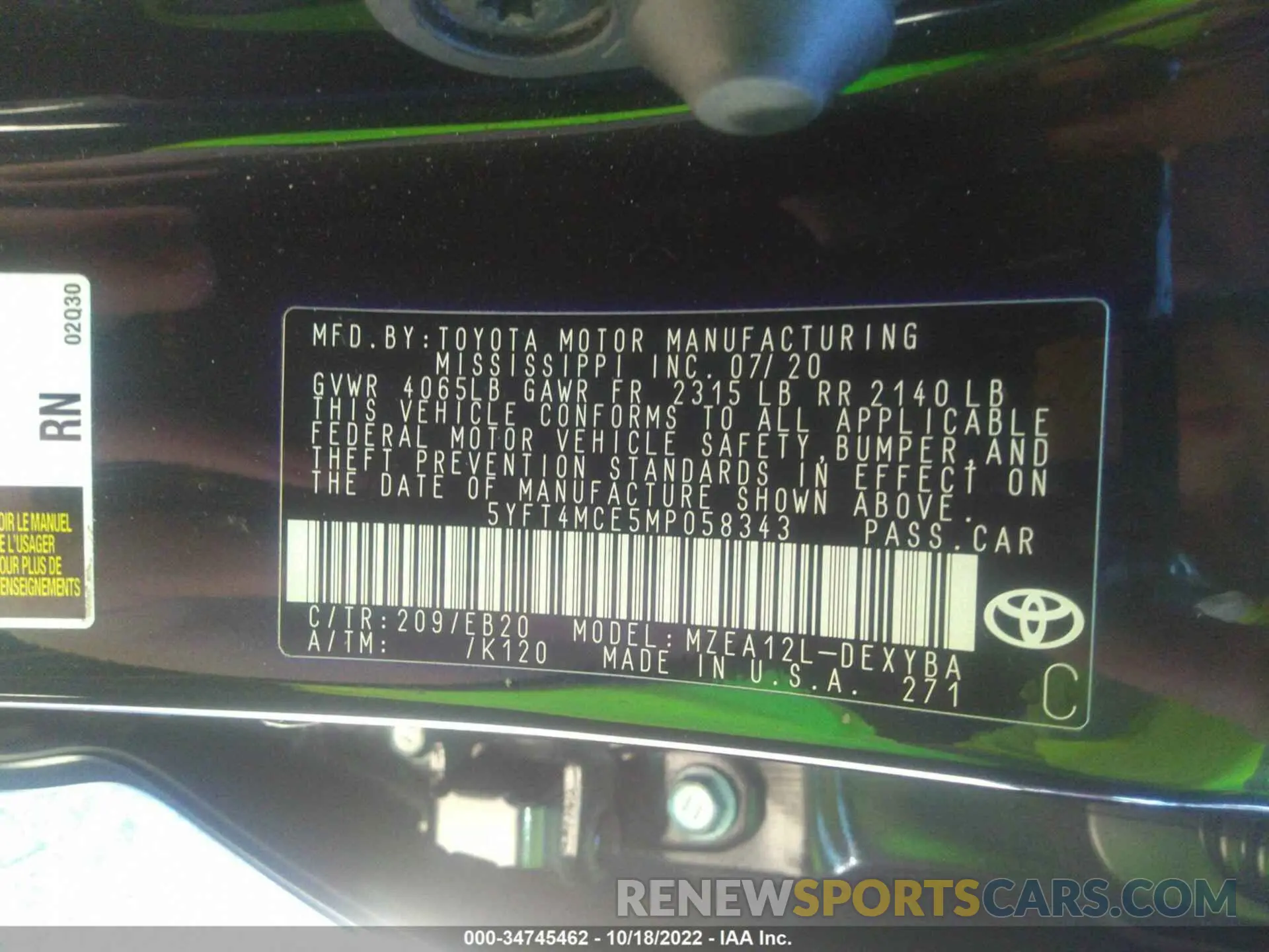 9 Фотография поврежденного автомобиля 5YFT4MCE5MP058343 TOYOTA COROLLA 2021