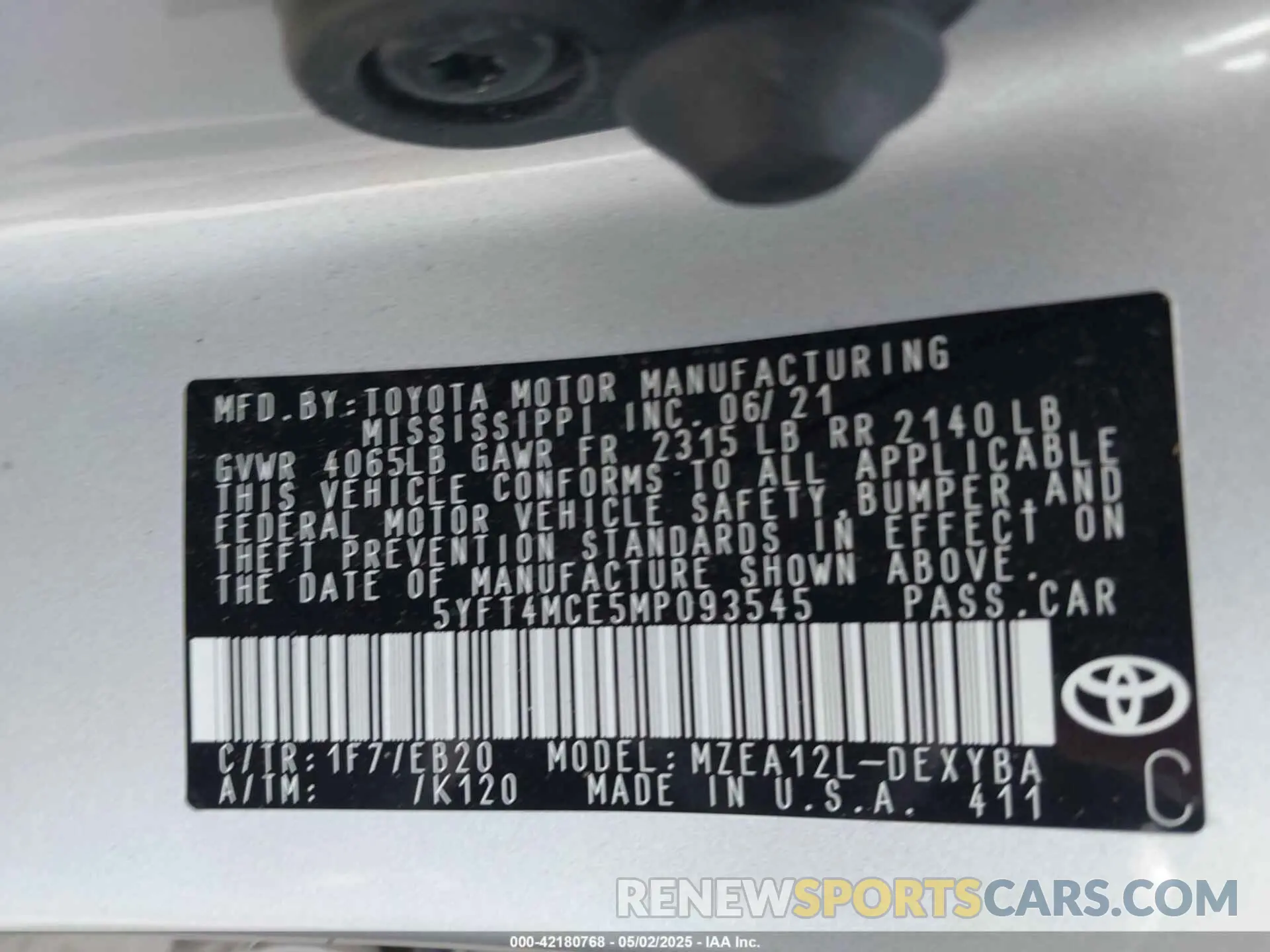 9 Photograph of a damaged car 5YFT4MCE5MP093545 TOYOTA COROLLA 2021