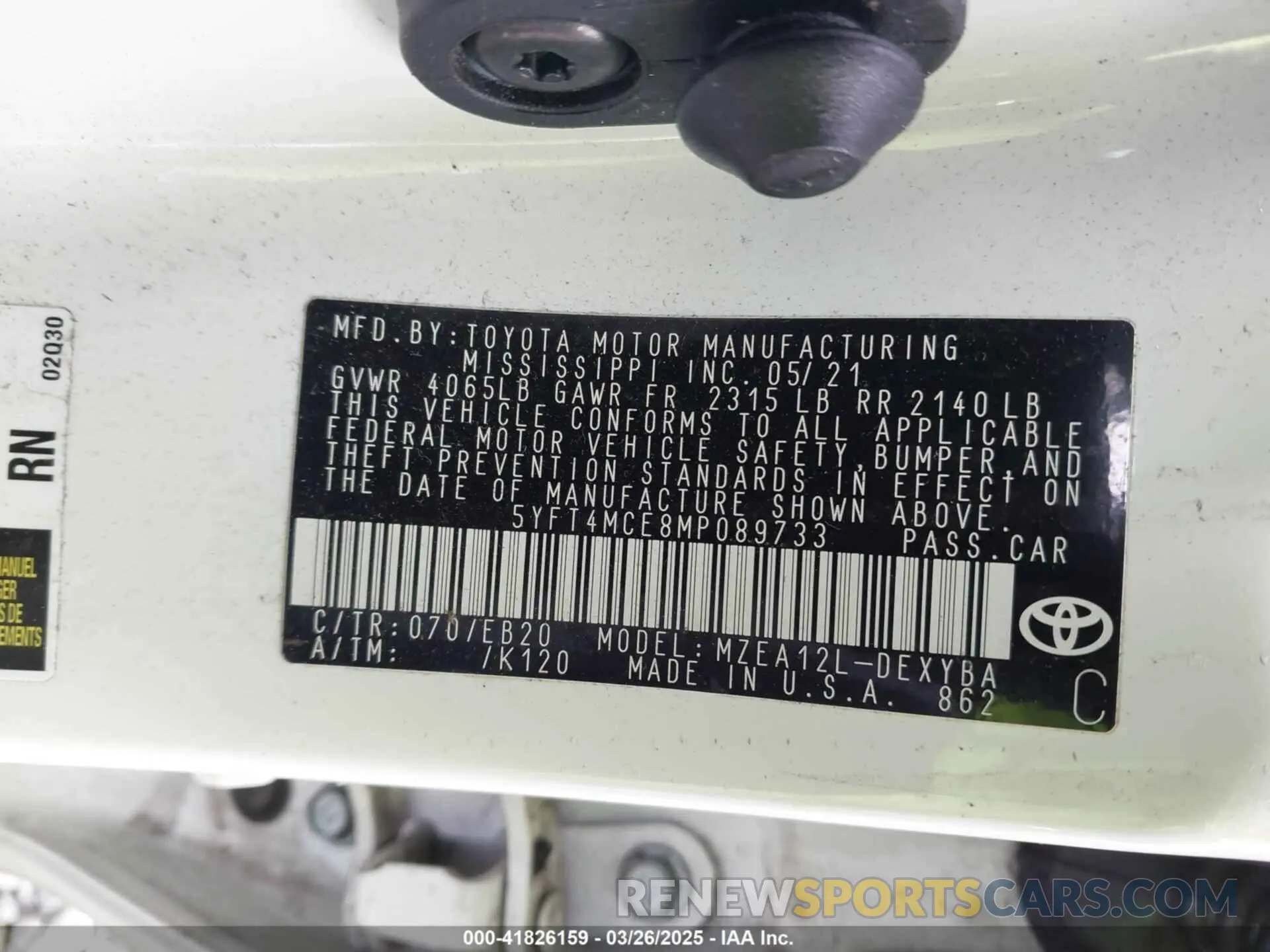 9 Photograph of a damaged car 5YFT4MCE8MP089733 TOYOTA COROLLA 2021