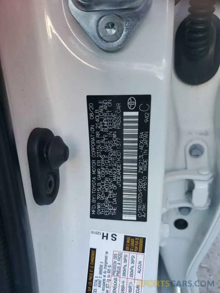 12 Photograph of a damaged car JTDEAMDE1MJ011377 TOYOTA COROLLA 2021