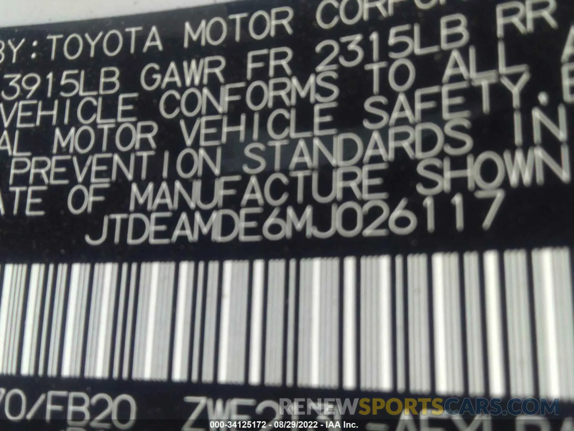 9 Фотография поврежденного автомобиля JTDEAMDE6MJ026117 TOYOTA COROLLA 2021