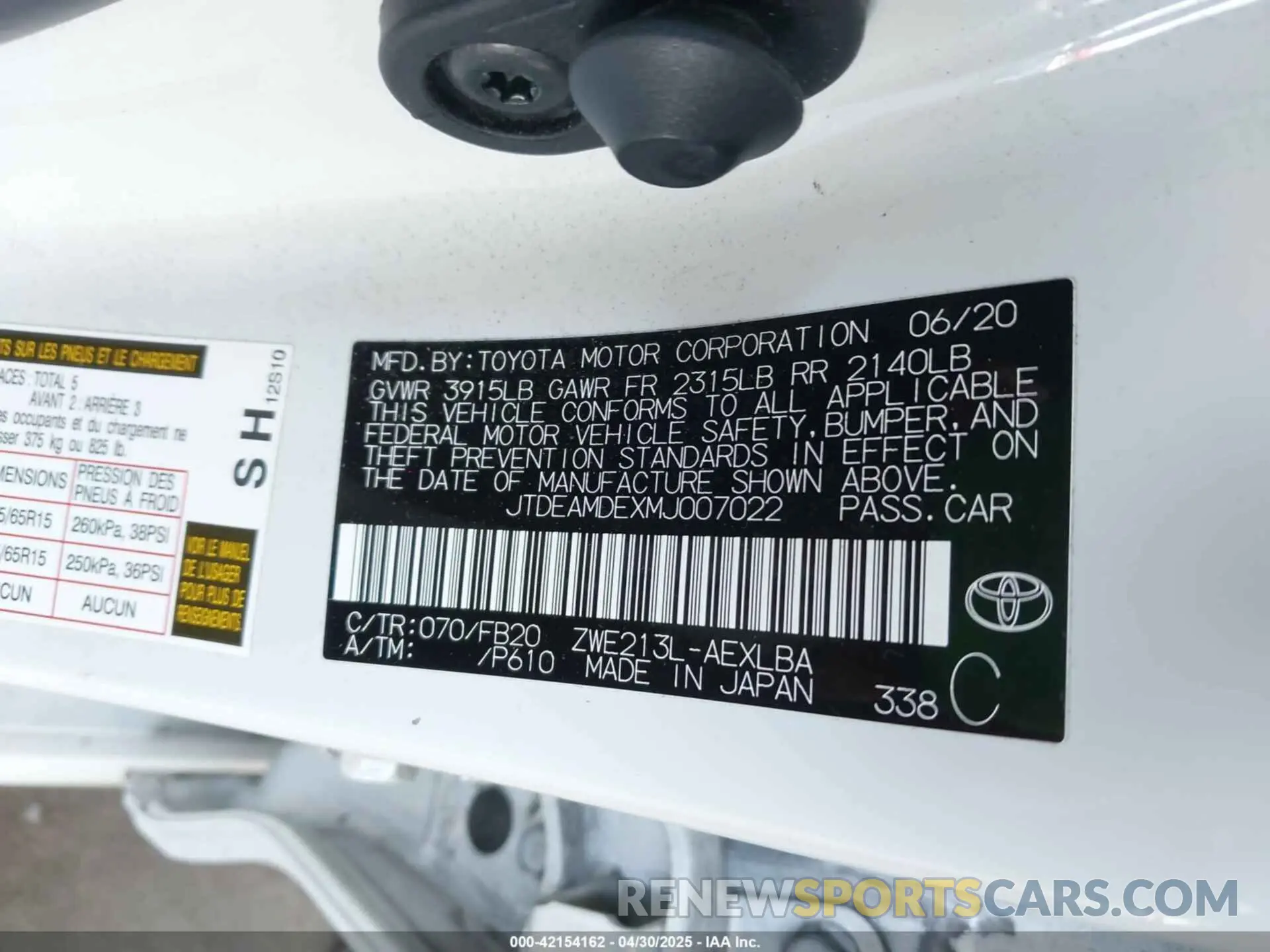 9 Фотография поврежденного автомобиля JTDEAMDEXMJ007022 TOYOTA COROLLA 2021