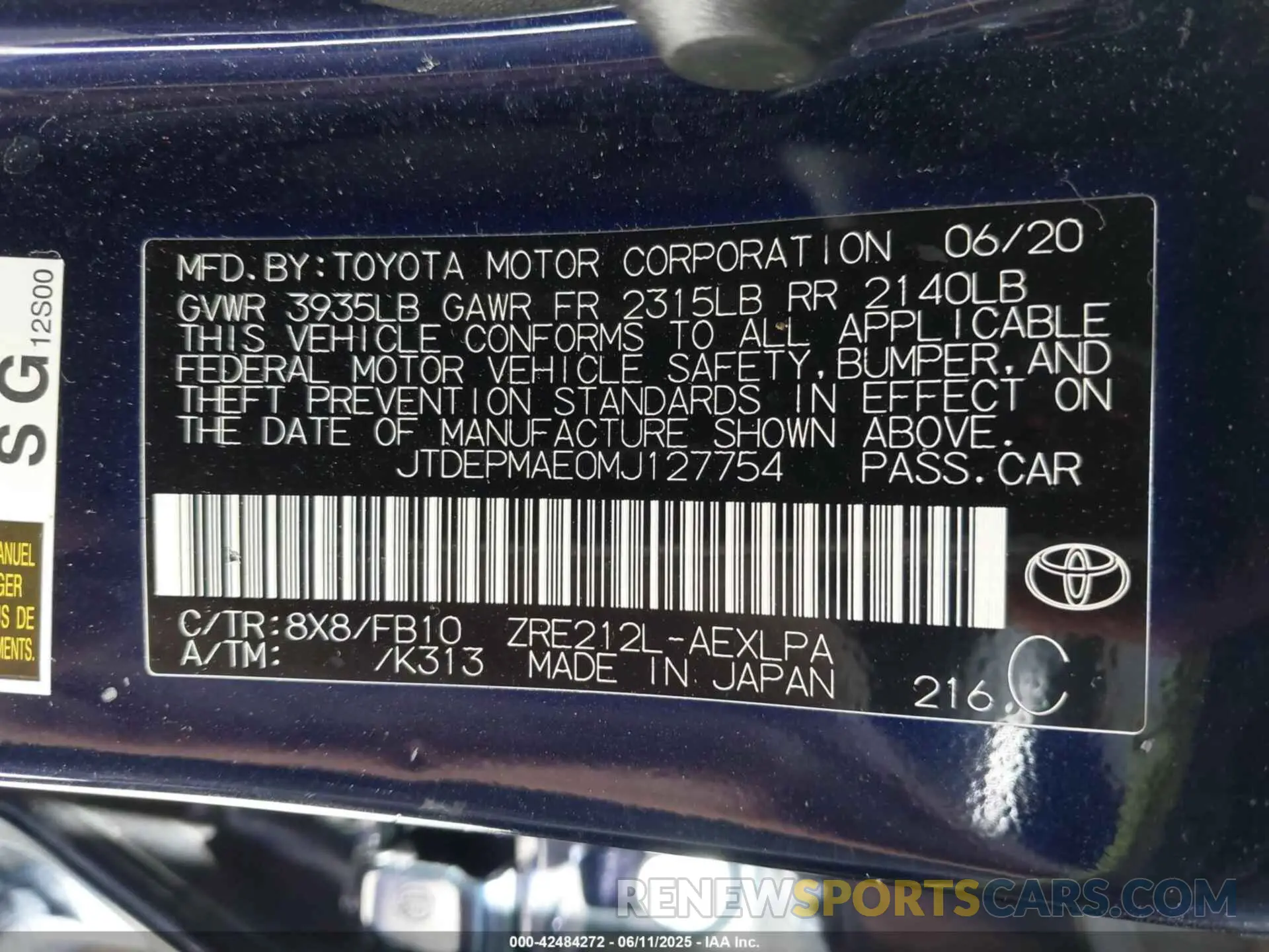 9 Фотография поврежденного автомобиля JTDEPMAE0MJ127754 TOYOTA COROLLA 2021