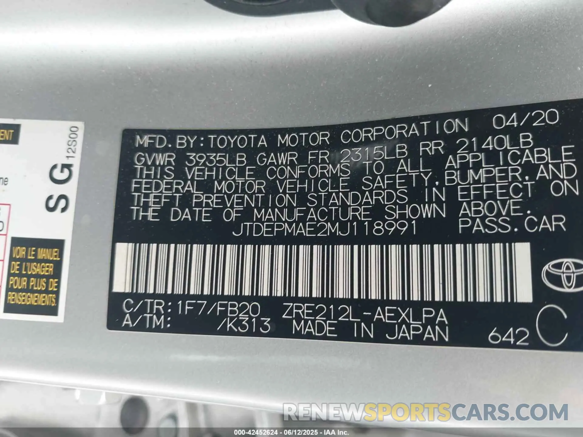 9 Photograph of a damaged car JTDEPMAE2MJ118991 TOYOTA COROLLA 2021