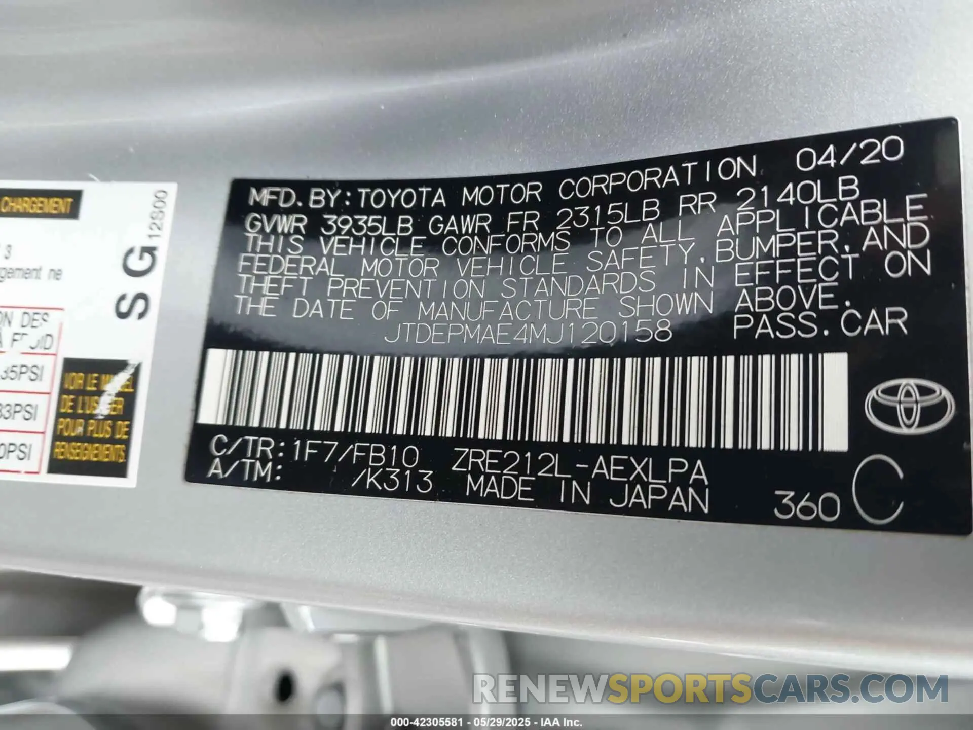 9 Фотография поврежденного автомобиля JTDEPMAE4MJ120158 TOYOTA COROLLA 2021