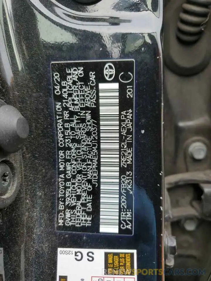 12 Photograph of a damaged car JTDEPMAE5MJ120377 TOYOTA COROLLA 2021