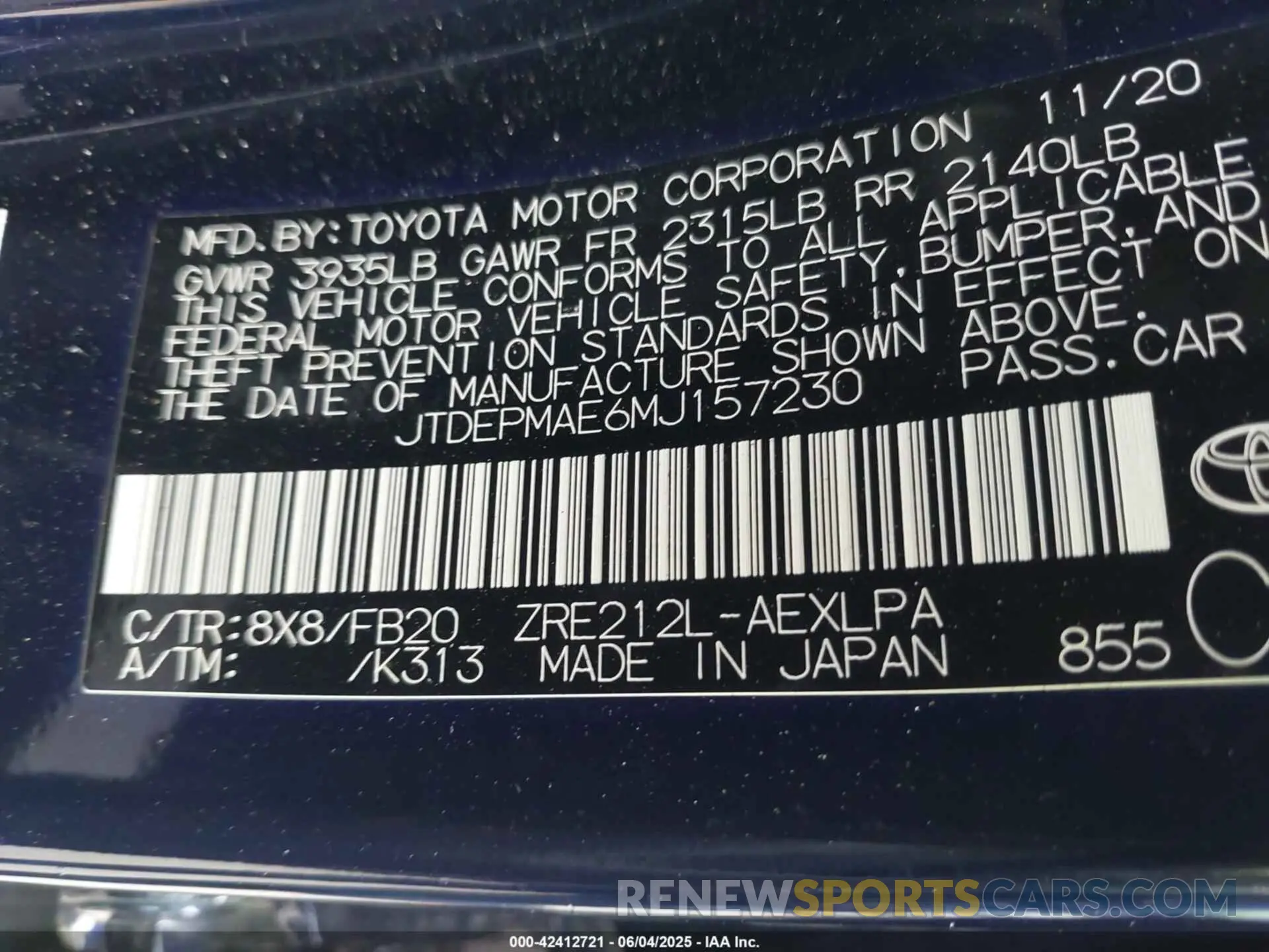 9 Photograph of a damaged car JTDEPMAE6MJ157230 TOYOTA COROLLA 2021