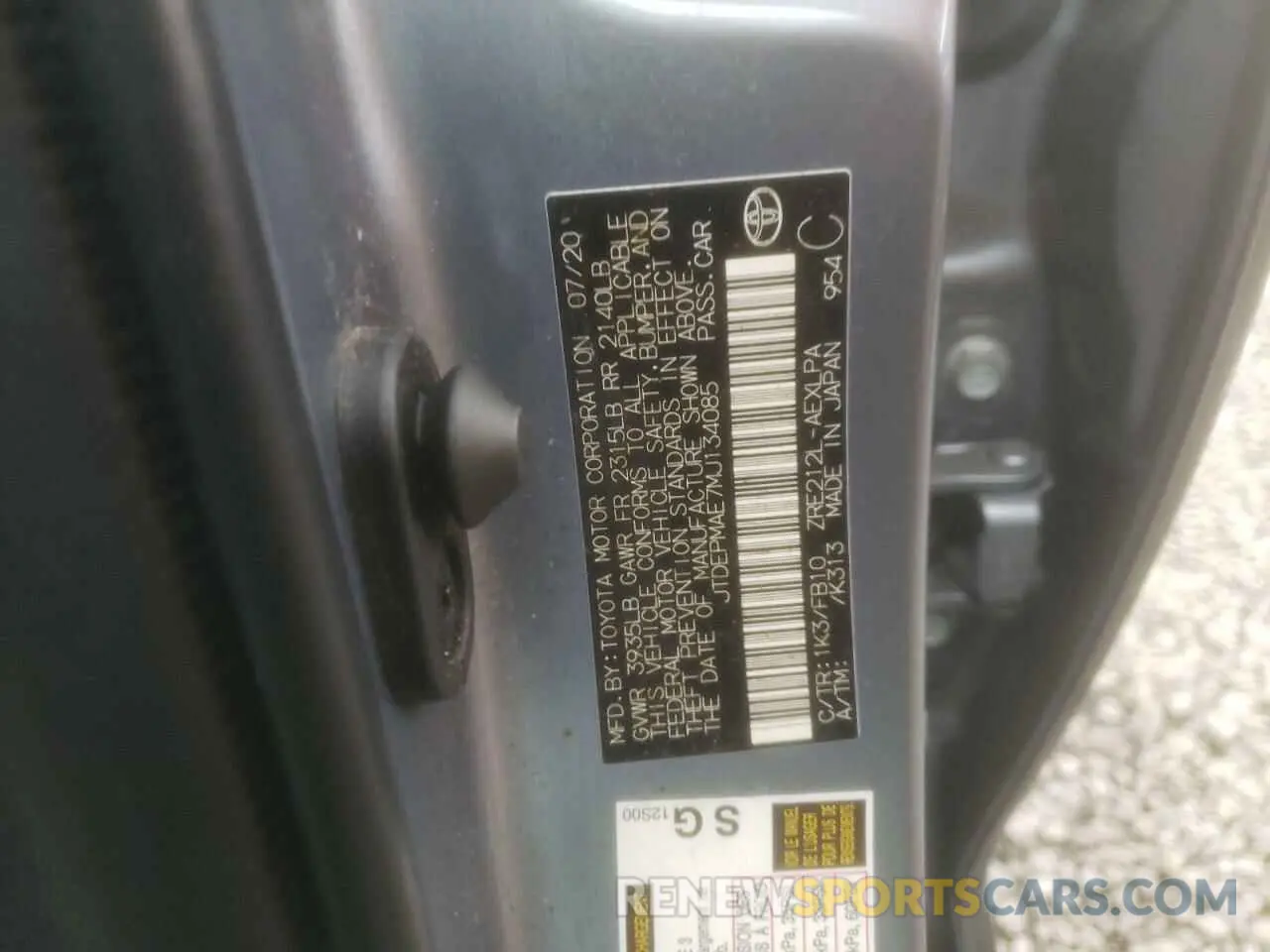 12 Photograph of a damaged car JTDEPMAE7MJ134085 TOYOTA COROLLA 2021