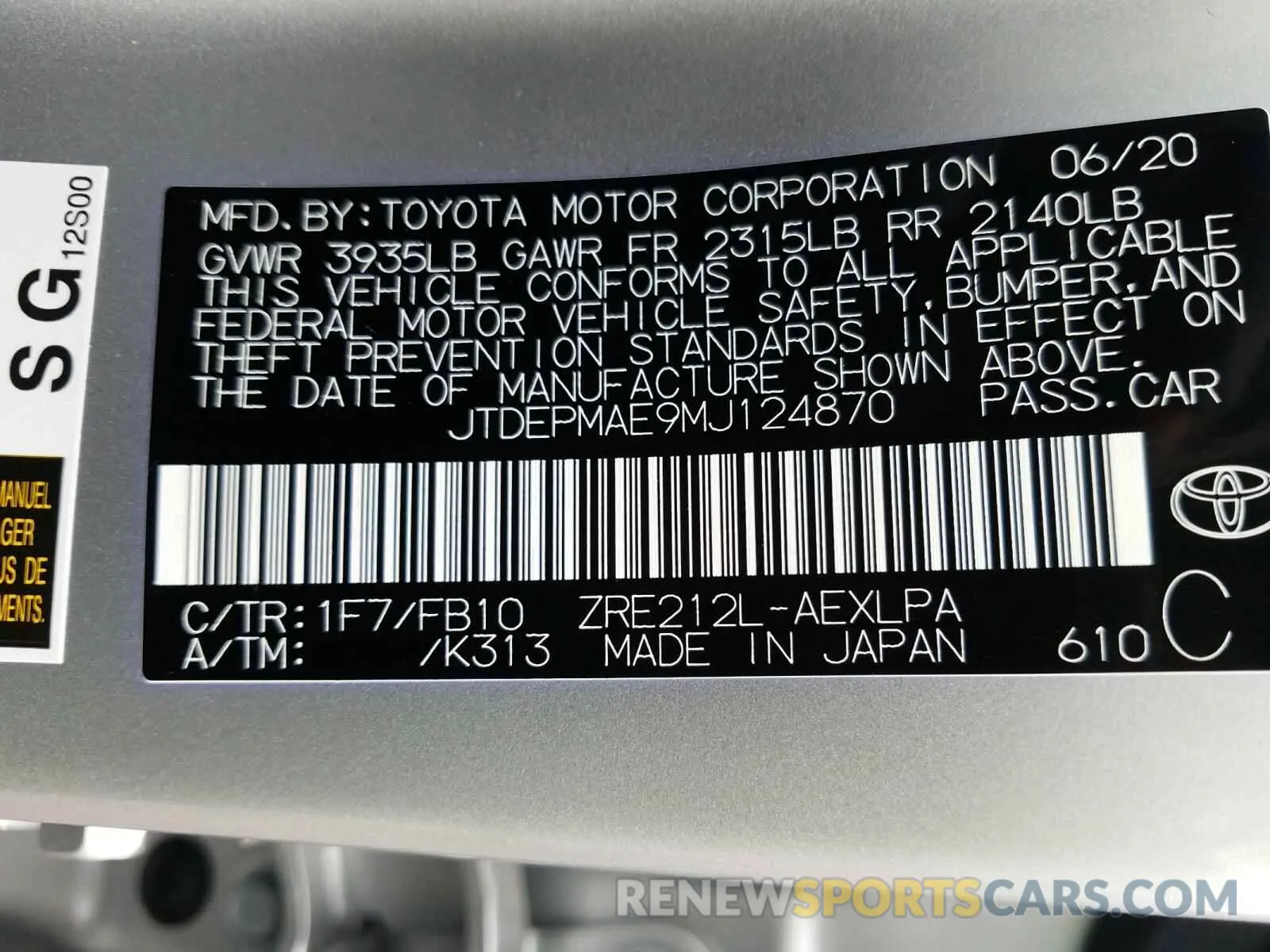 10 Photograph of a damaged car JTDEPMAE9MJ124870 TOYOTA COROLLA 2021