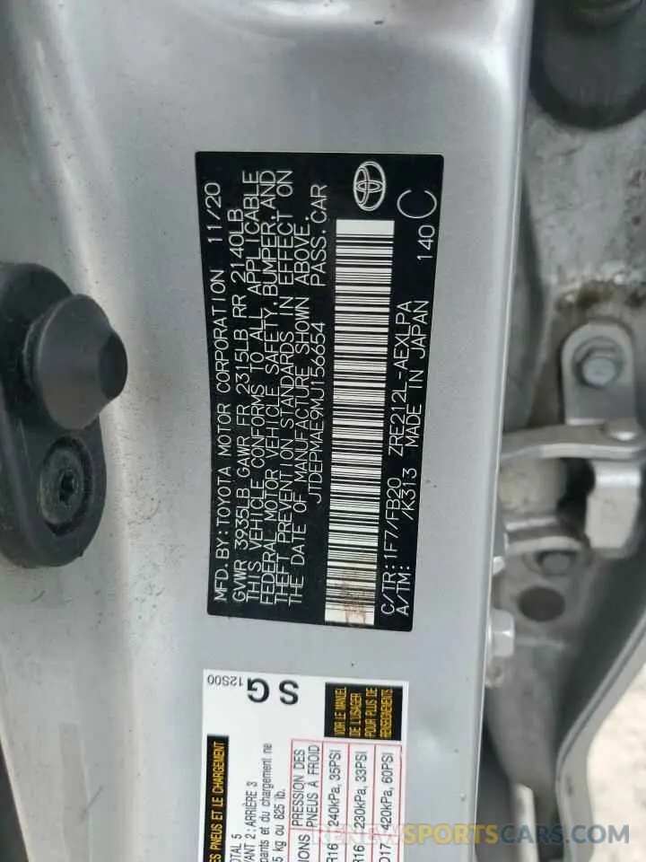 13 Photograph of a damaged car JTDEPMAE9MJ156654 TOYOTA COROLLA 2021