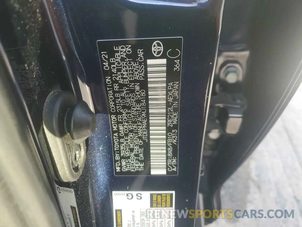 13 Фотография поврежденного автомобиля JTDEPMAE9MJ184180 TOYOTA COROLLA 2021
