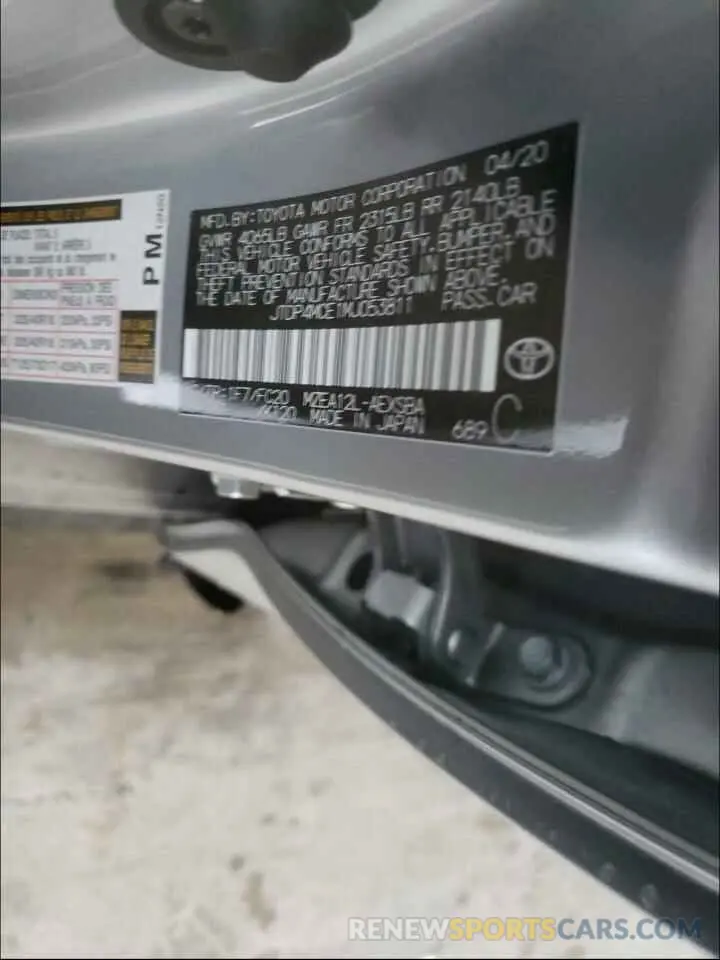 10 Photograph of a damaged car JTDP4MCE1MJ053811 TOYOTA COROLLA 2021