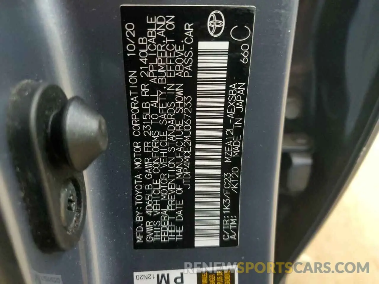 14 Фотография поврежденного автомобиля JTDP4MCE2MJ067233 TOYOTA COROLLA 2021