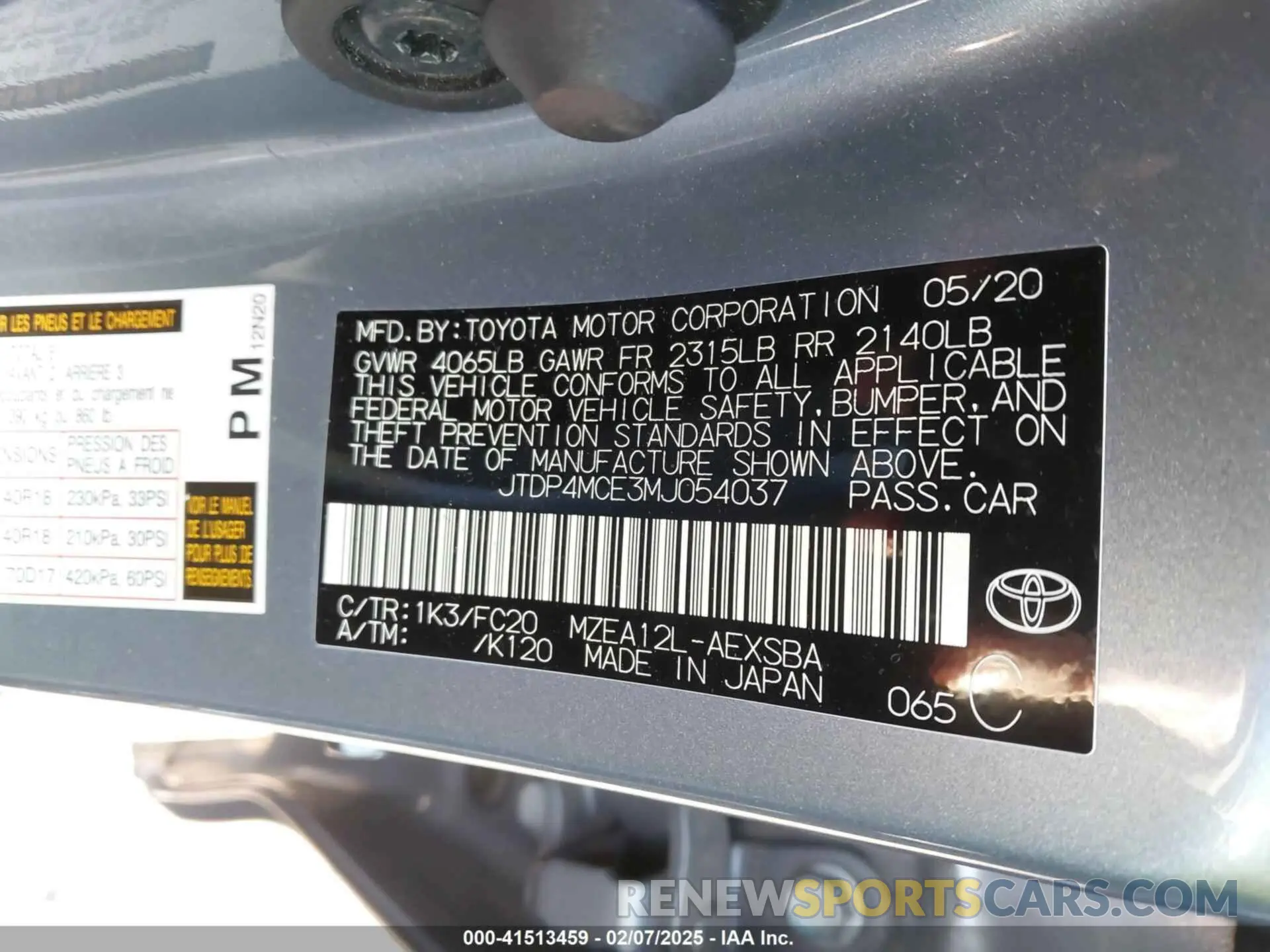 9 Фотография поврежденного автомобиля JTDP4MCE3MJ054037 TOYOTA COROLLA 2021