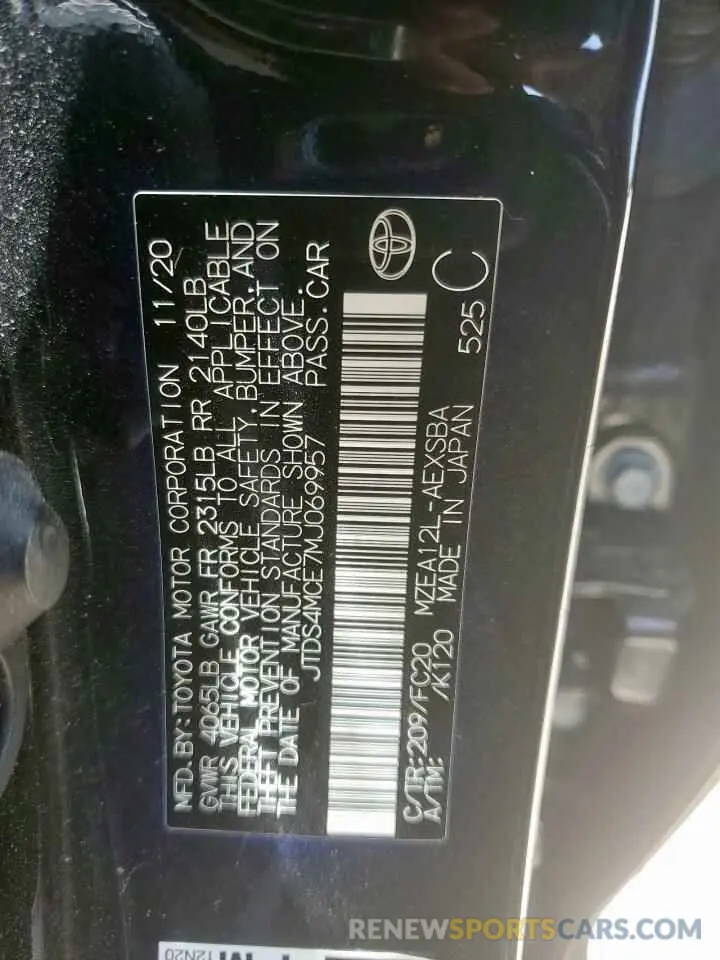 12 Фотография поврежденного автомобиля JTDS4MCE7MJ069957 TOYOTA COROLLA 2021
