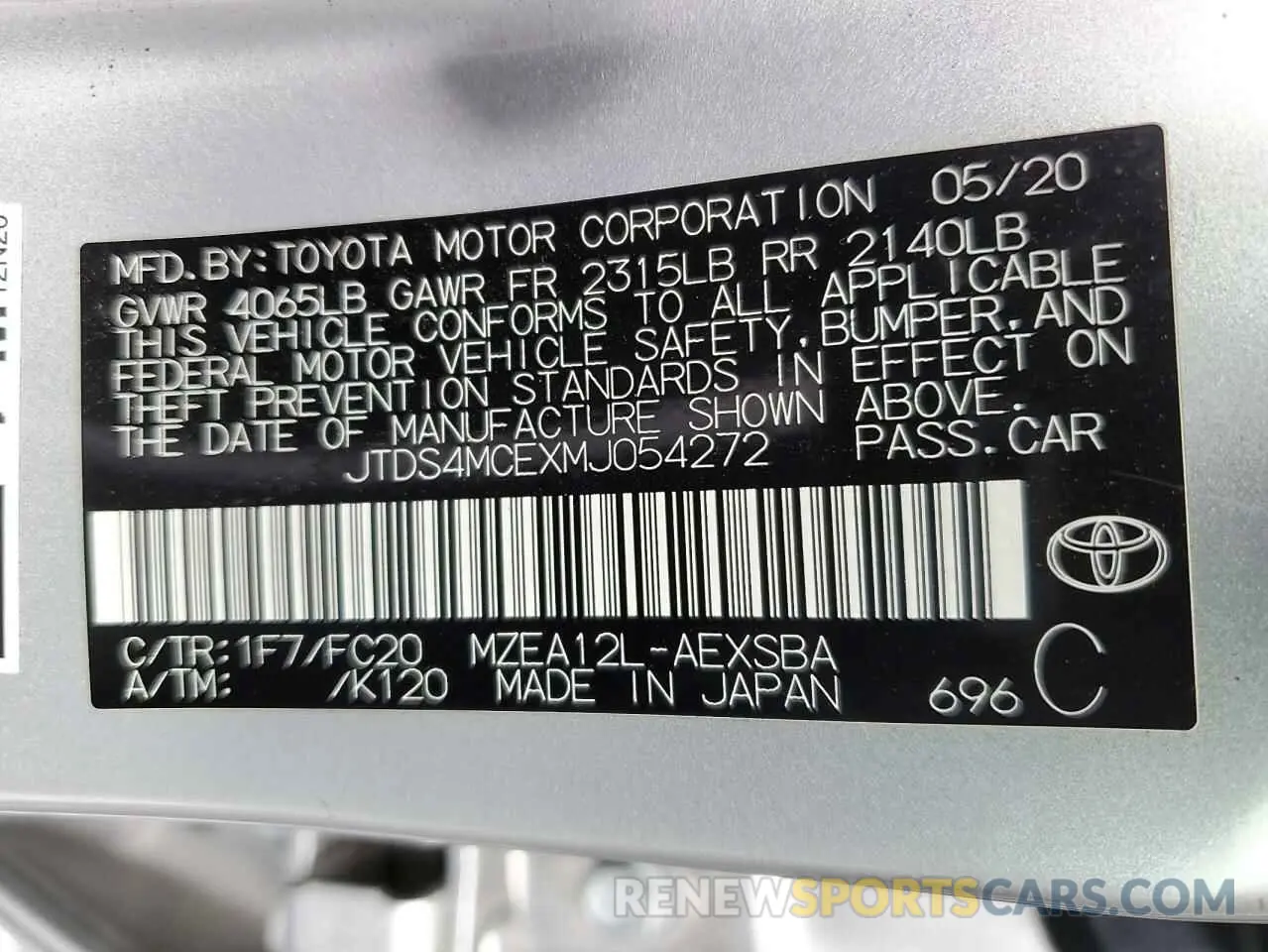14 Photograph of a damaged car JTDS4MCEXMJ054272 TOYOTA COROLLA 2021