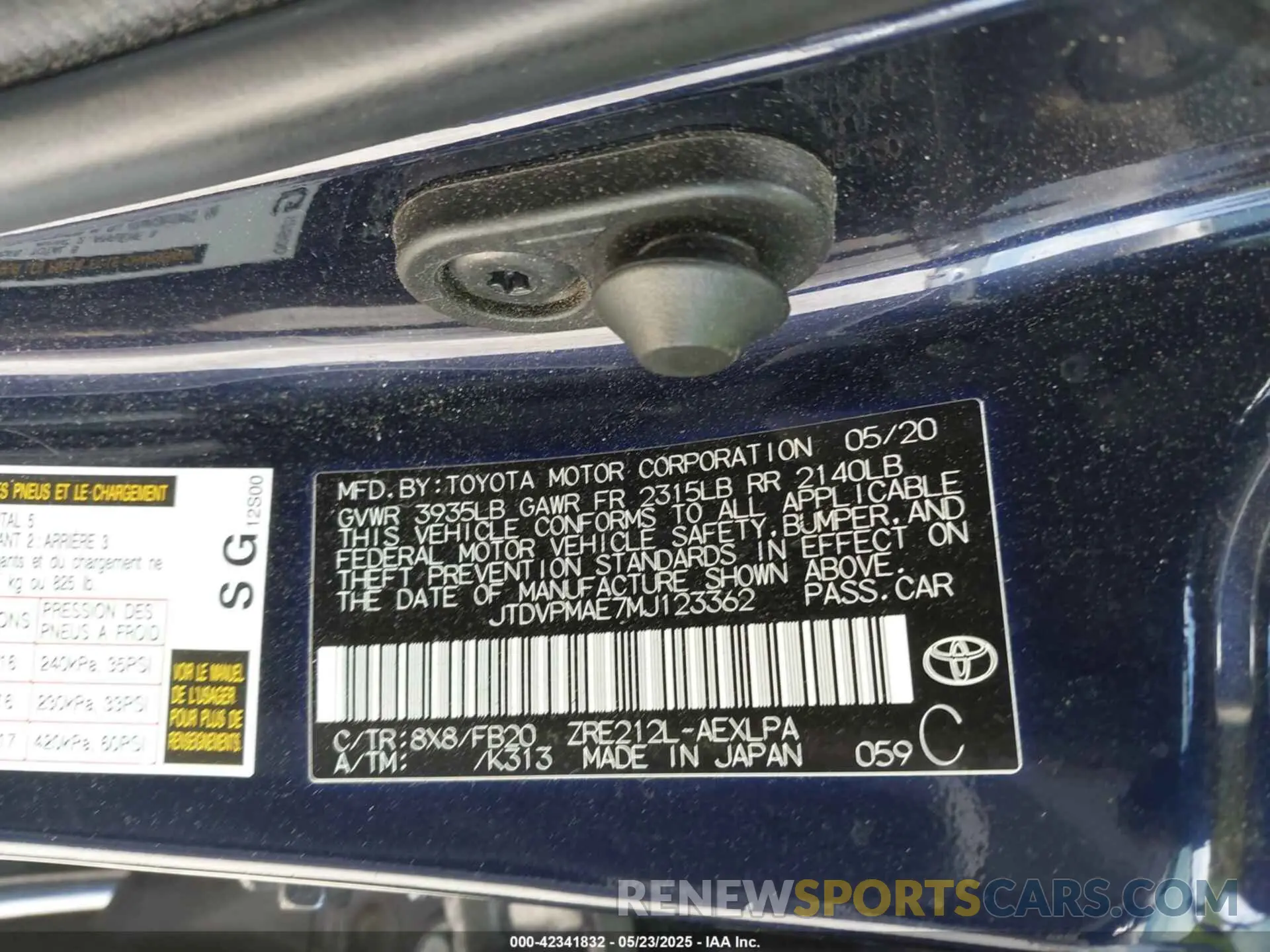 9 Фотография поврежденного автомобиля JTDVPMAE7MJ123362 TOYOTA COROLLA 2021