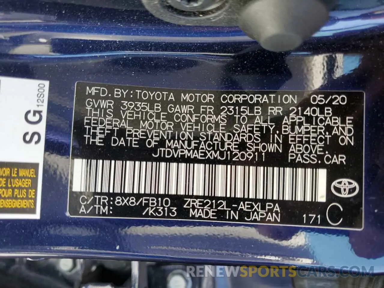 15 Фотография поврежденного автомобиля JTDVPMAEXMJ120911 TOYOTA COROLLA 2021