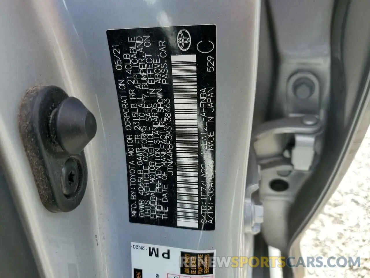 13 Фотография поврежденного автомобиля JTNA4MBE3M3138463 TOYOTA COROLLA 2021