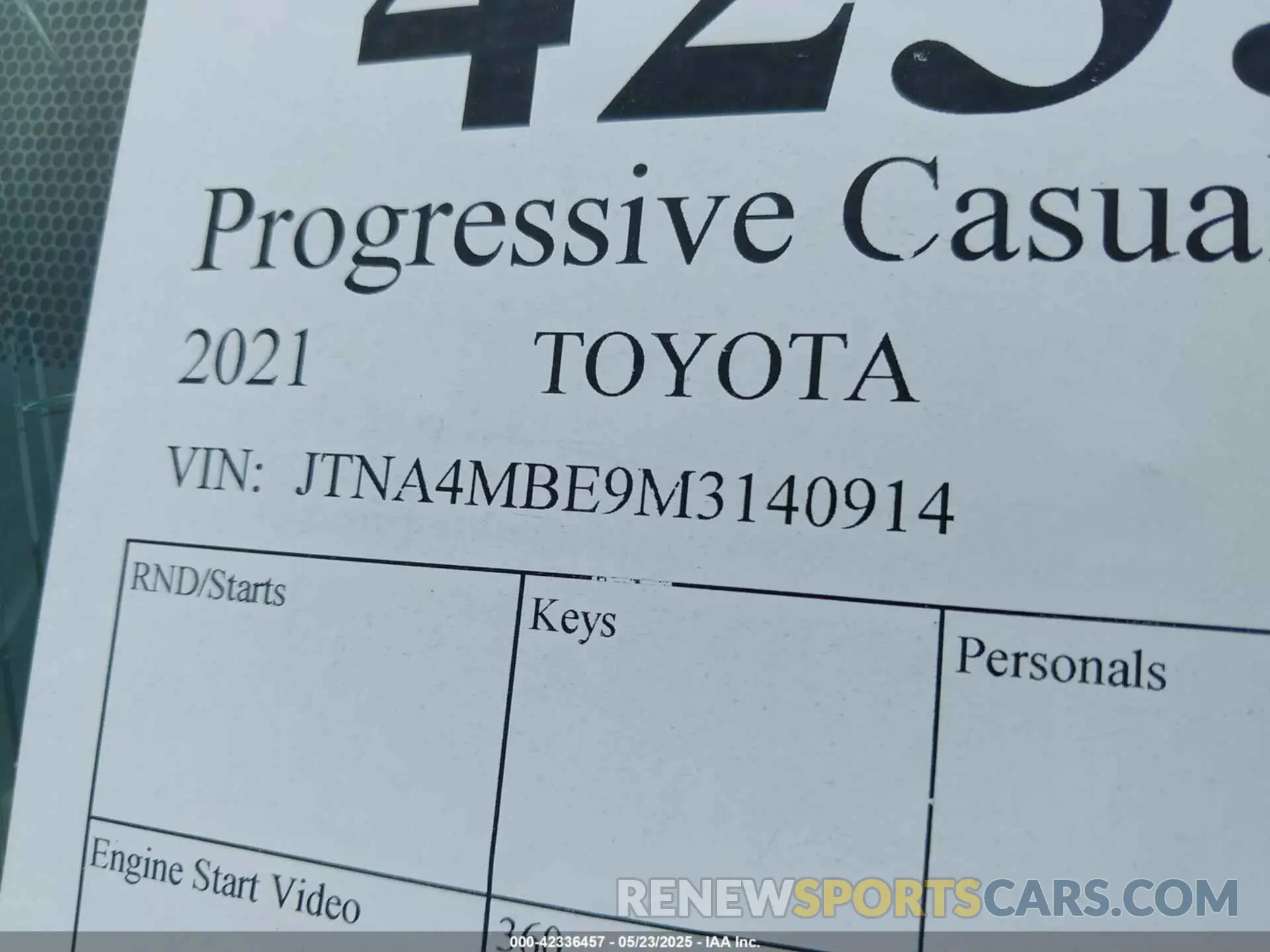 9 Photograph of a damaged car JTNA4MBE9M3140914 TOYOTA COROLLA 2021