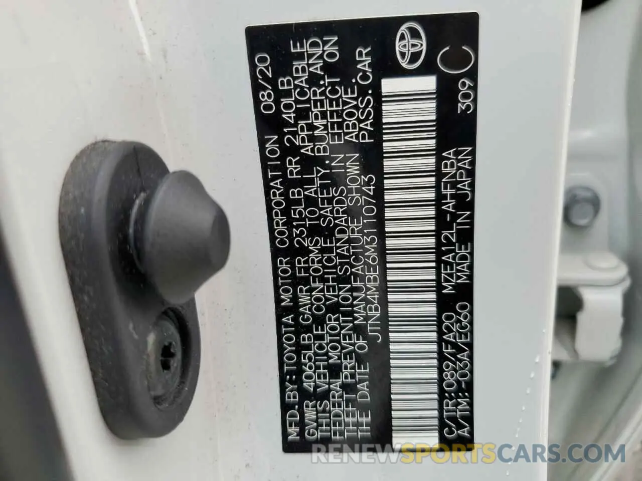 14 Фотография поврежденного автомобиля JTNB4MBE6M3110743 TOYOTA COROLLA 2021