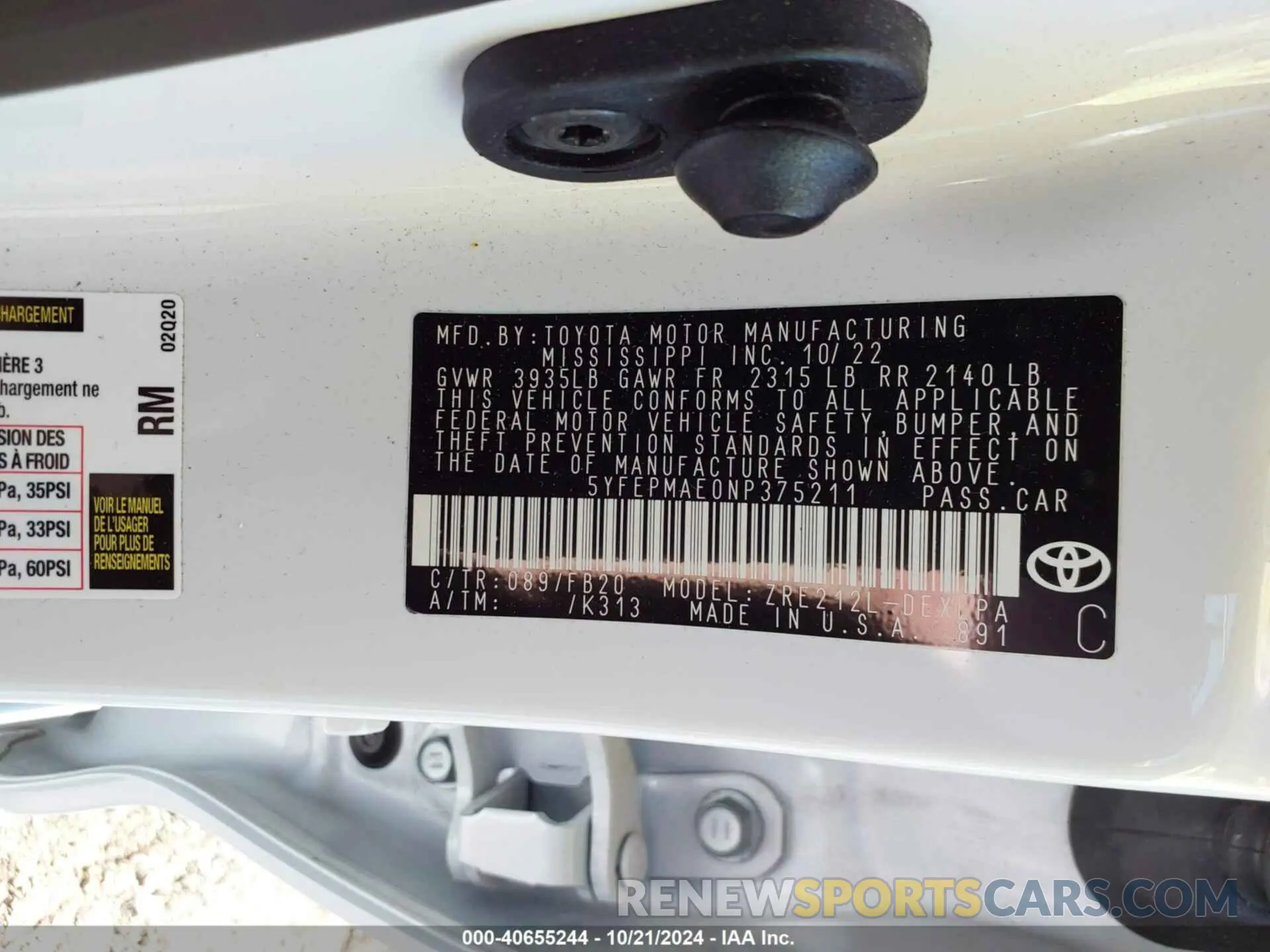 9 Photograph of a damaged car 5YFEPMAE0NP375211 TOYOTA COROLLA 2022