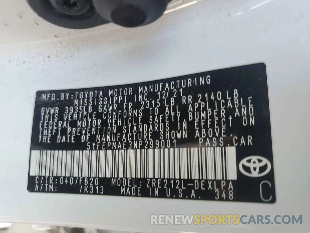 13 Photograph of a damaged car 5YFEPMAE3NP299001 TOYOTA COROLLA 2022
