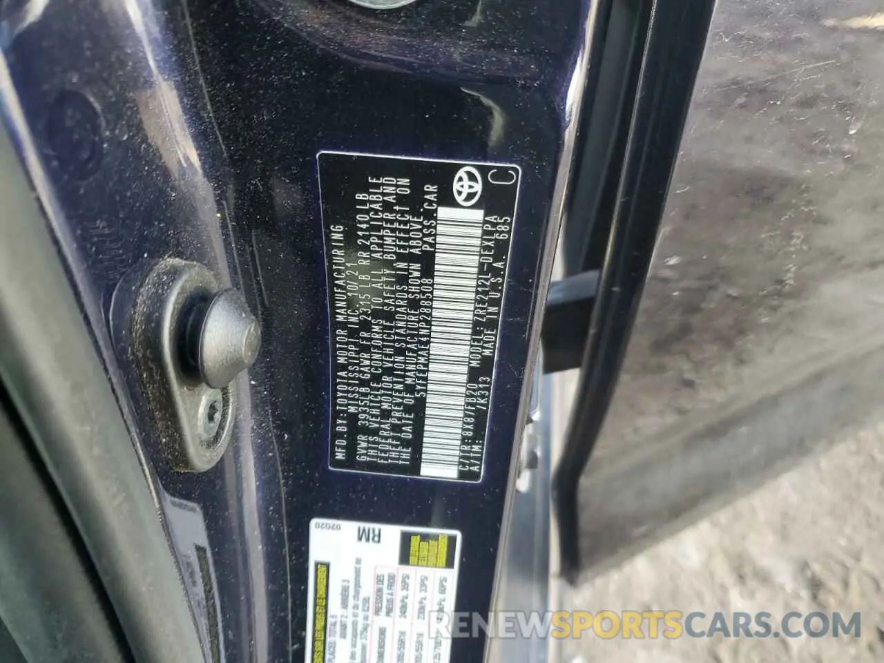 12 Фотография поврежденного автомобиля 5YFEPMAE4NP288508 TOYOTA COROLLA 2022