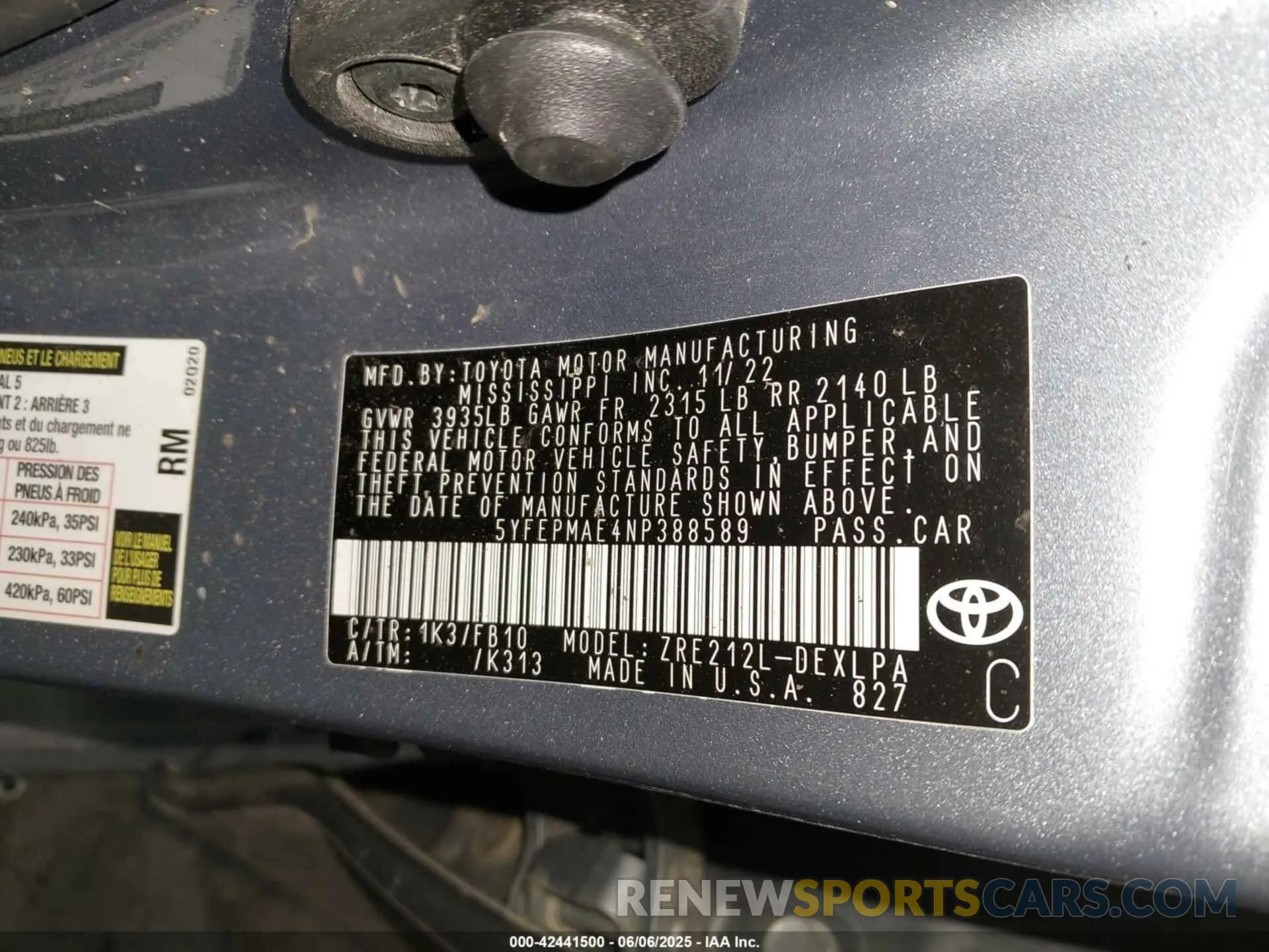 9 Фотография поврежденного автомобиля 5YFEPMAE4NP388589 TOYOTA COROLLA 2022