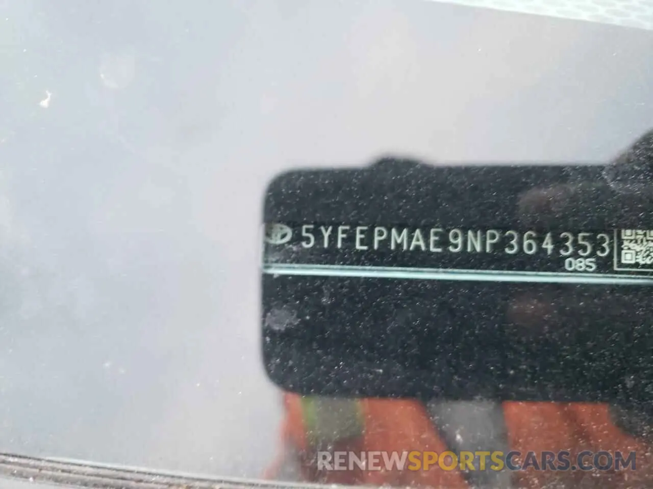10 Photograph of a damaged car 5YFEPMAE9NP364353 TOYOTA COROLLA 2022