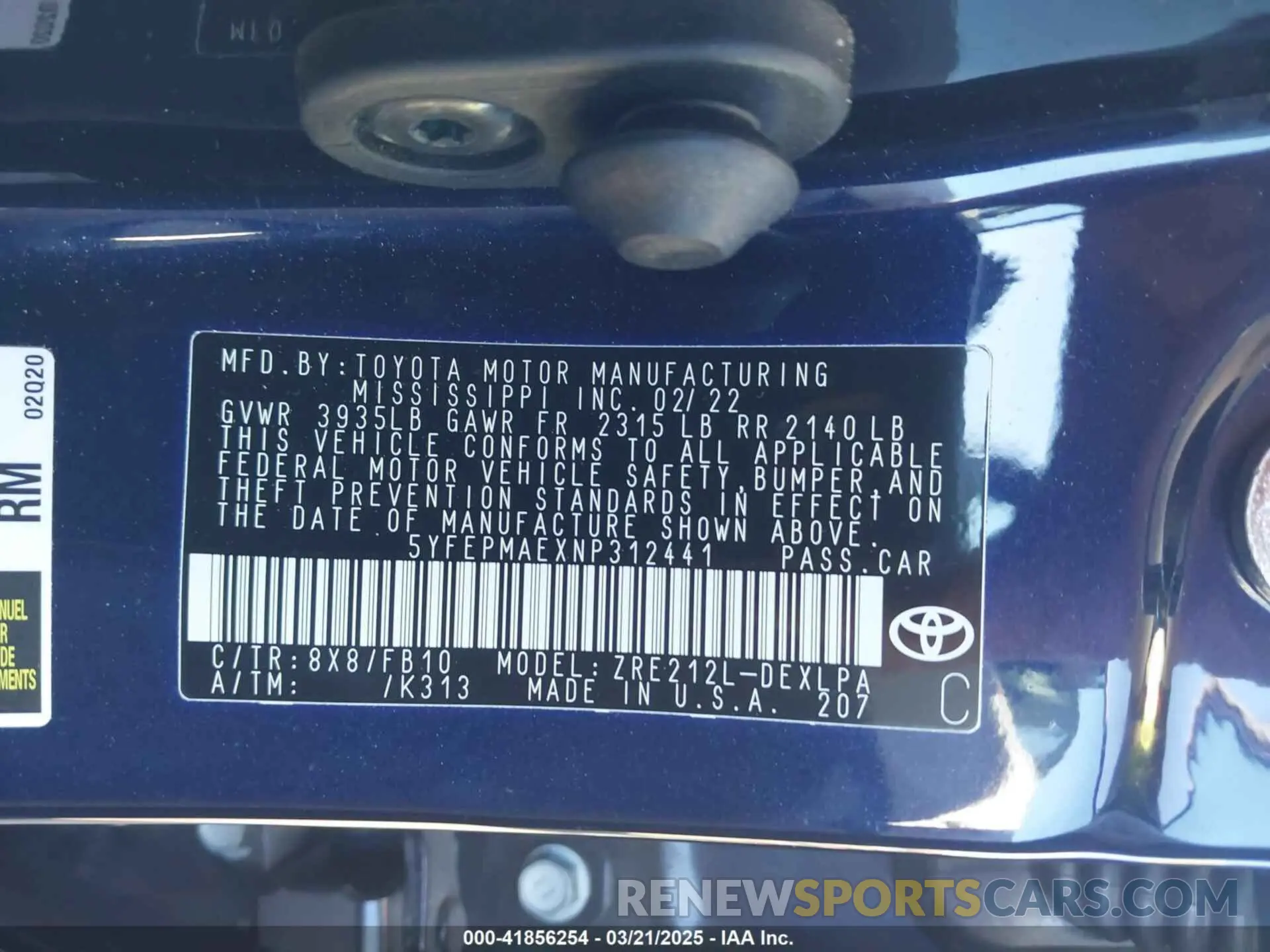 9 Photograph of a damaged car 5YFEPMAEXNP312441 TOYOTA COROLLA 2022