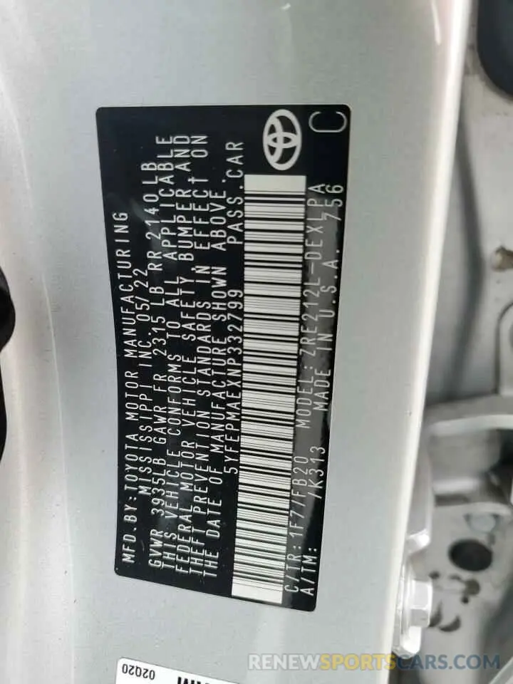 12 Фотография поврежденного автомобиля 5YFEPMAEXNP332799 TOYOTA COROLLA 2022