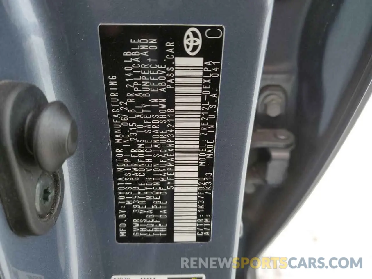 12 Фотография поврежденного автомобиля 5YFEPMAEXNP342118 TOYOTA COROLLA 2022