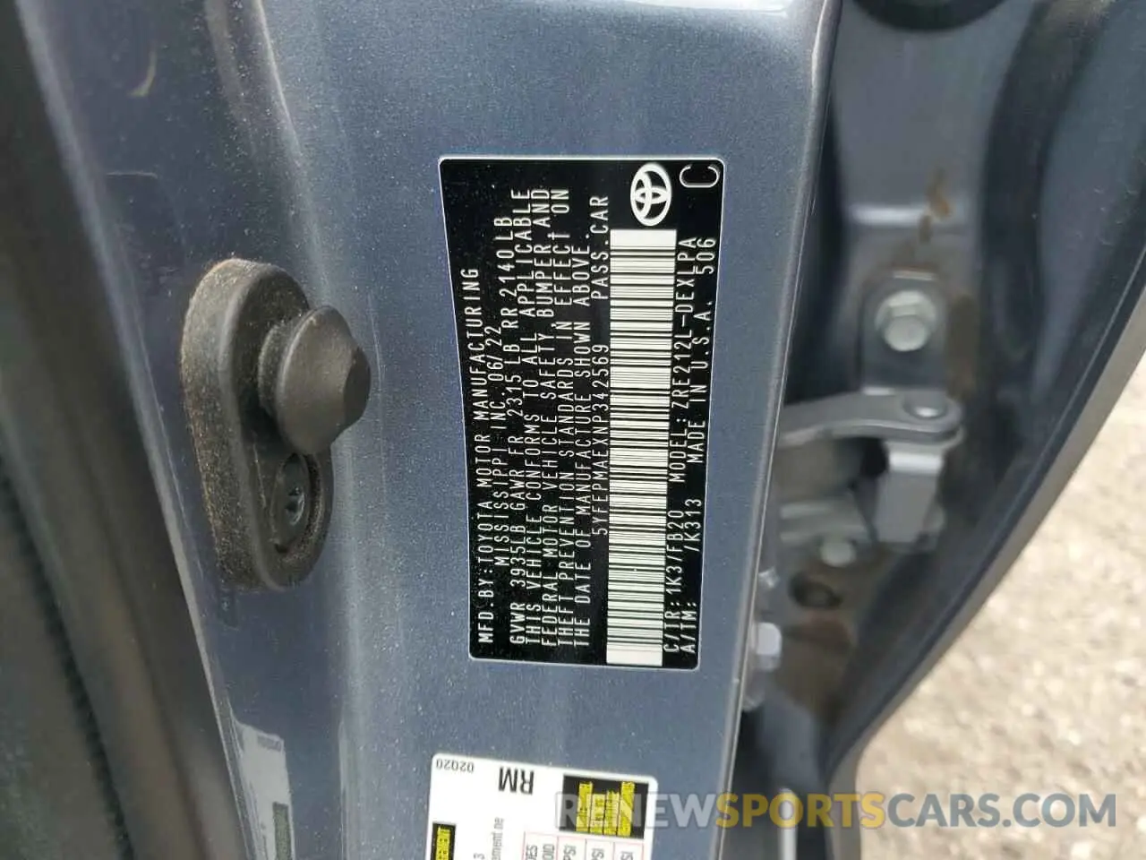 13 Фотография поврежденного автомобиля 5YFEPMAEXNP342569 TOYOTA COROLLA 2022