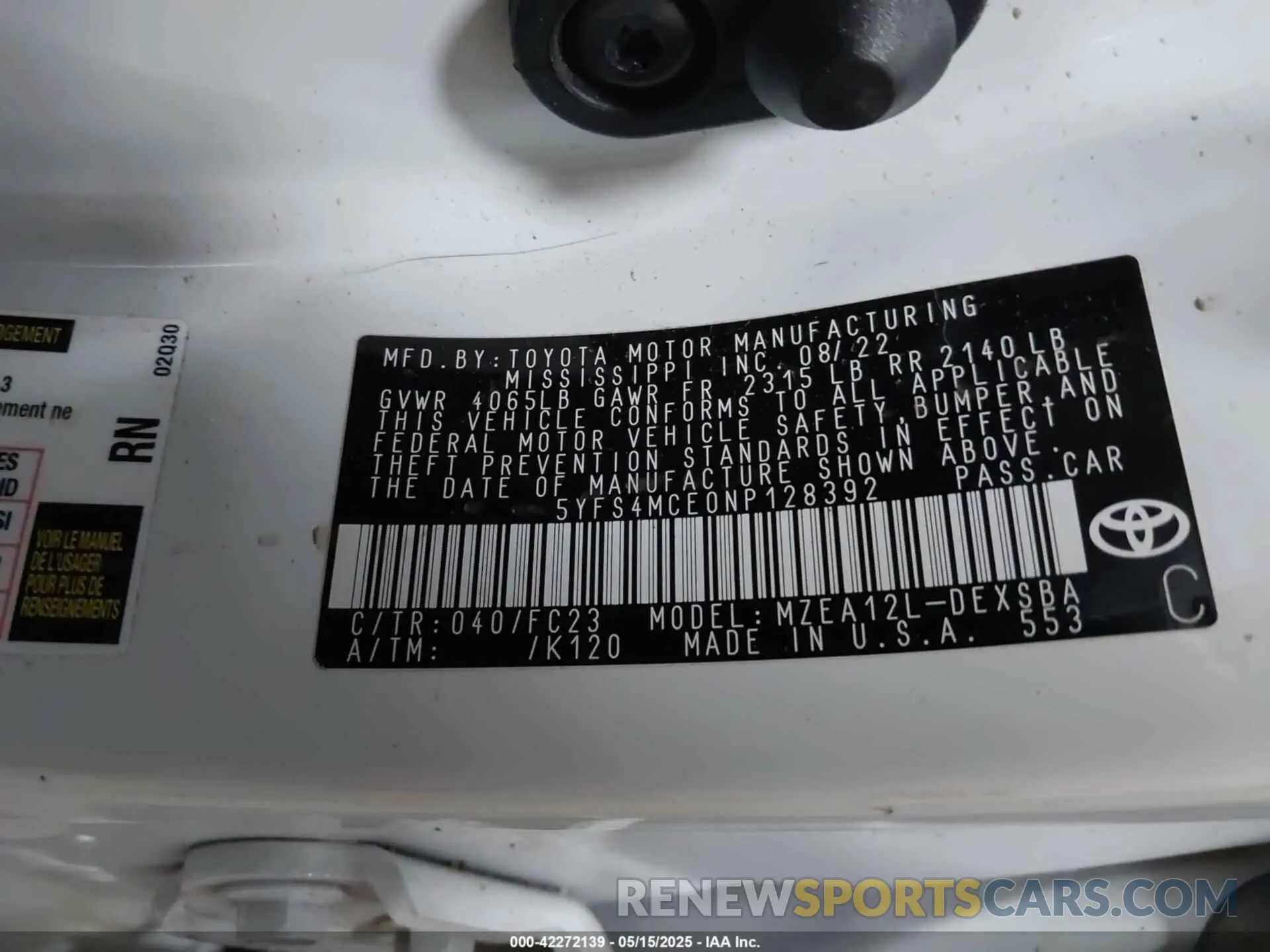 9 Фотография поврежденного автомобиля 5YFS4MCE0NP128392 TOYOTA COROLLA 2022